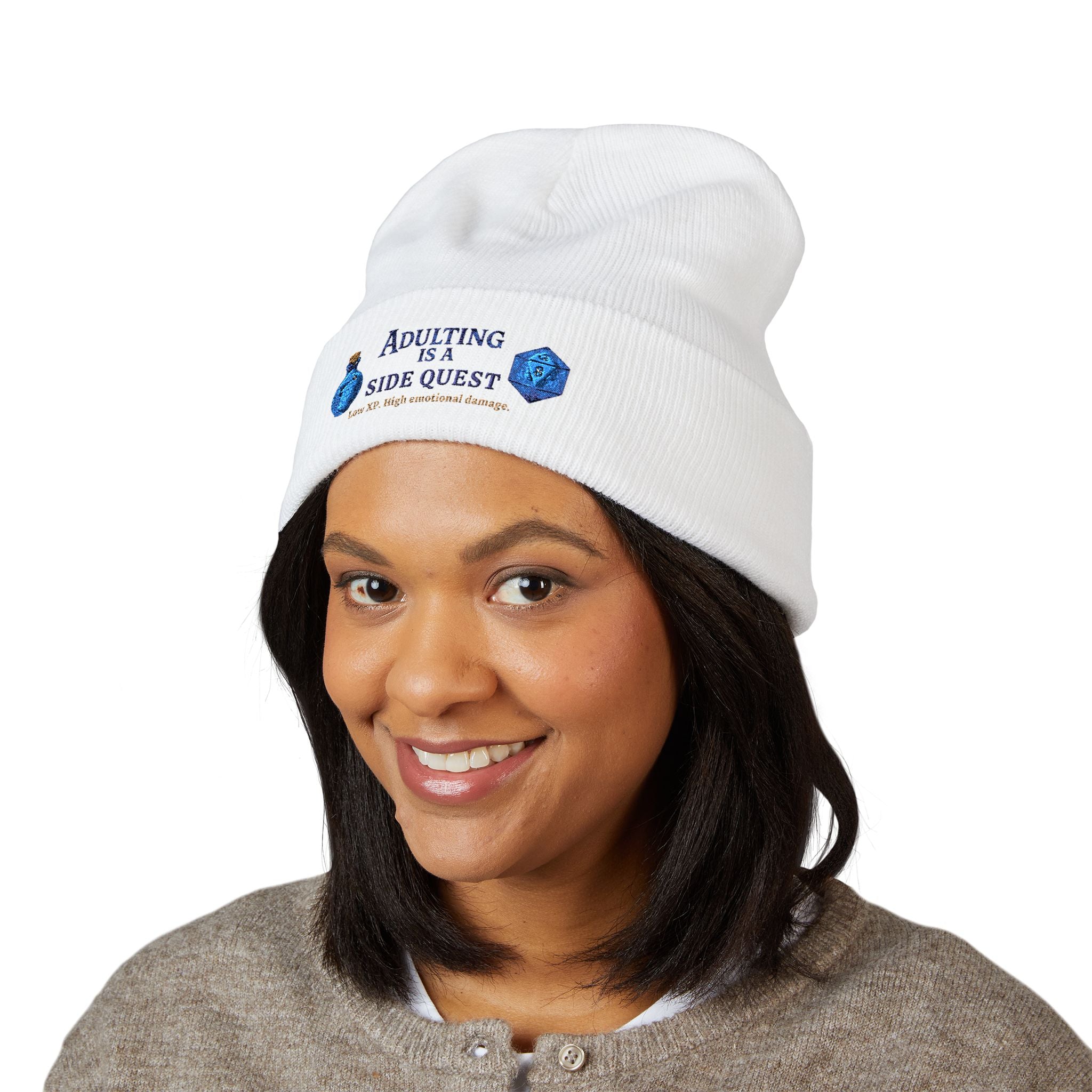 Adulting Is a Side Quest Embroidered Cuffed Beanie – Houses and