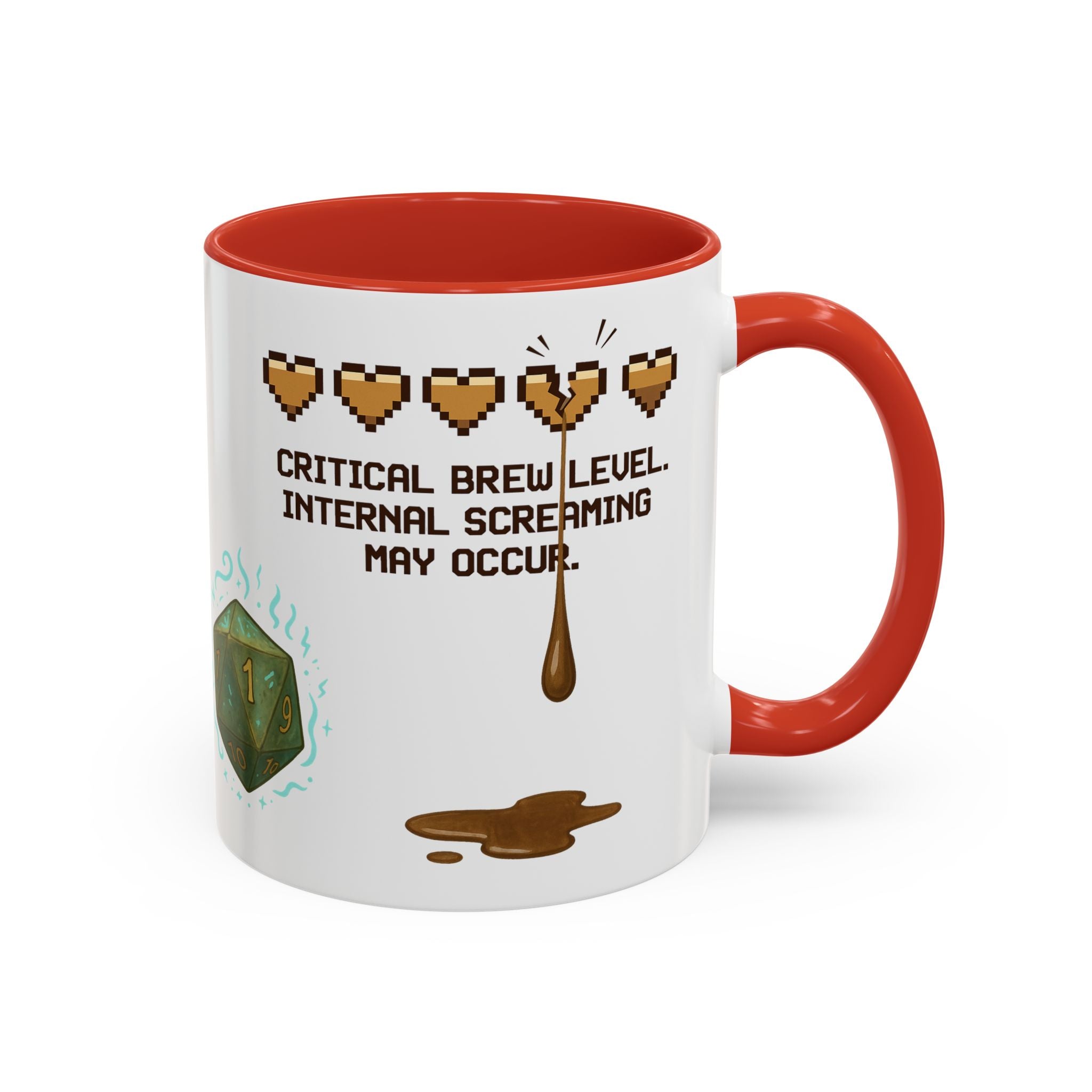 Gaming Coffee Mug – ‘Running on Vibes & Coffee’ Critical Brew Level for D&D Fans RPG