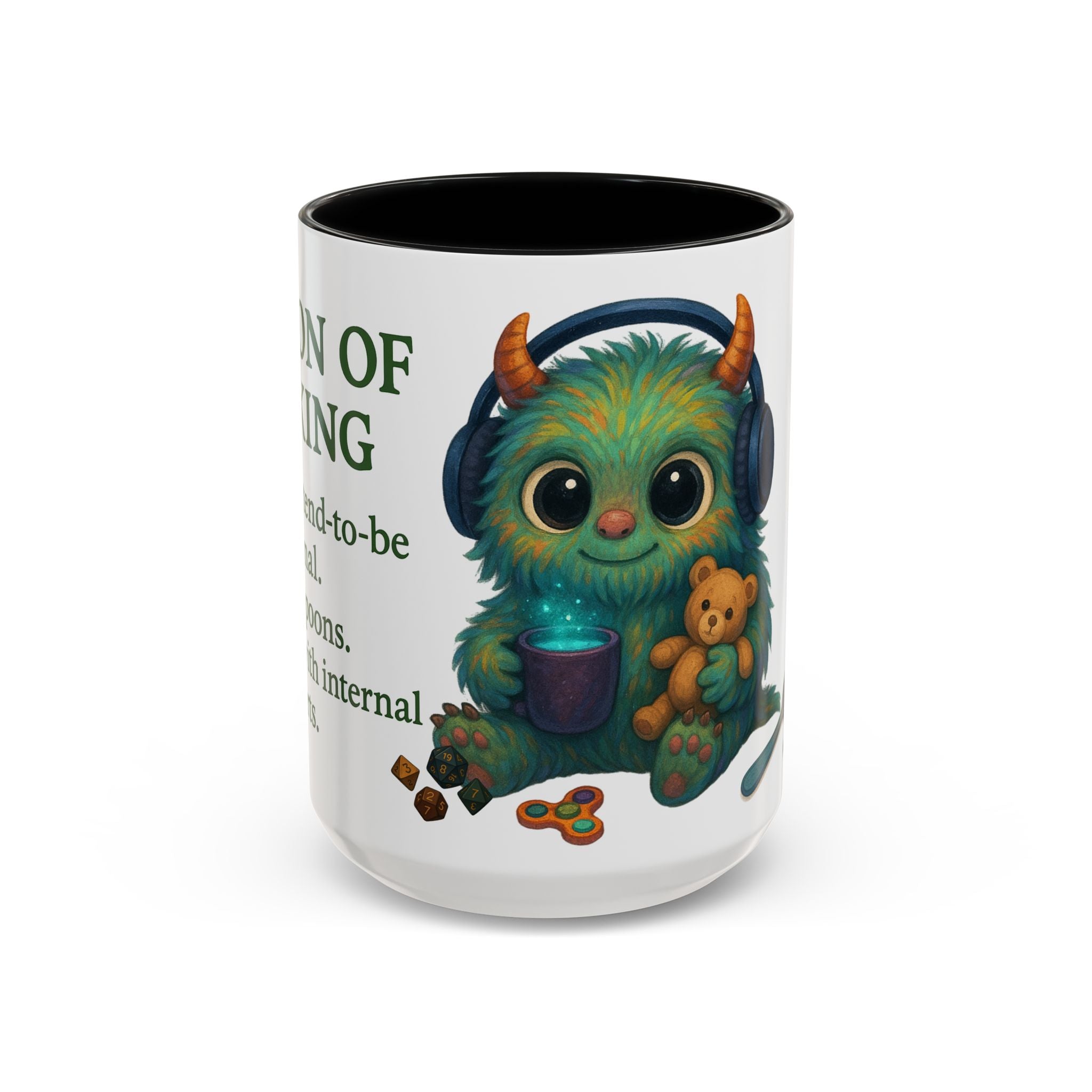 Neurodivergent Mug – 'Potion of Masking' Coffee Cup with Cute Autism Monster Art