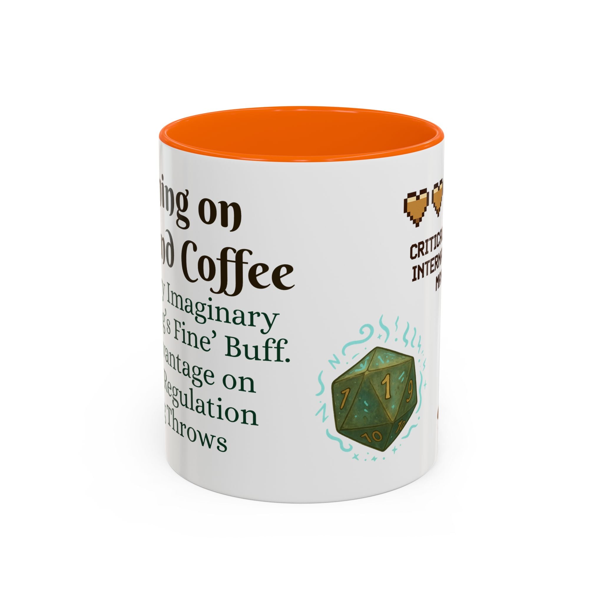 Gaming Coffee Mug – ‘Running on Vibes & Coffee’ Critical Brew Level for D&D Fans RPG