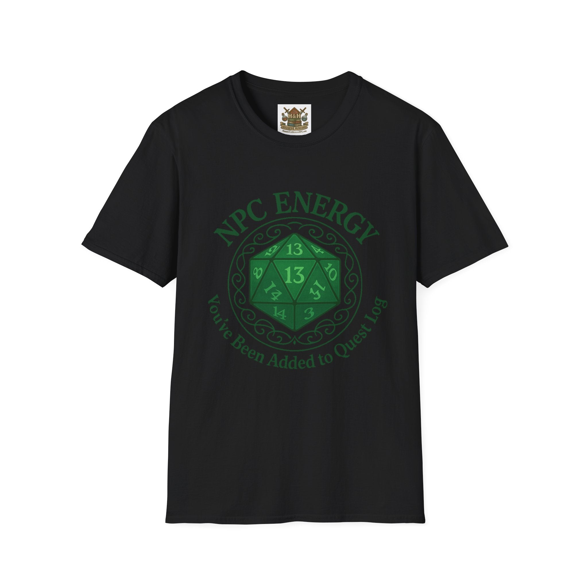 NPC Energy T-Shirt – D&D Gamer Tee: 'You've Been Added to Quest Log' (D20 Shirt)