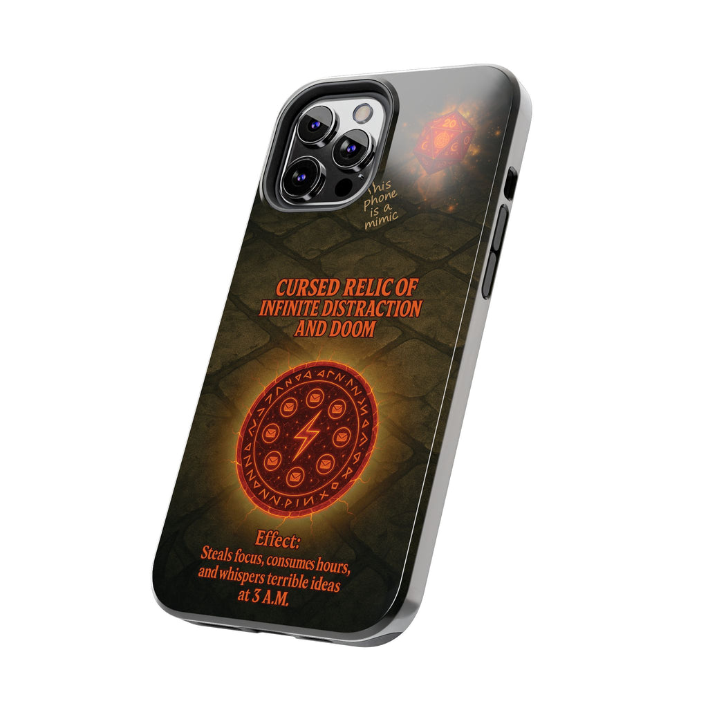 Cursed Relic Phone Case – 'Infinite Distraction & Doom' Protective RPG-Inspired Cover