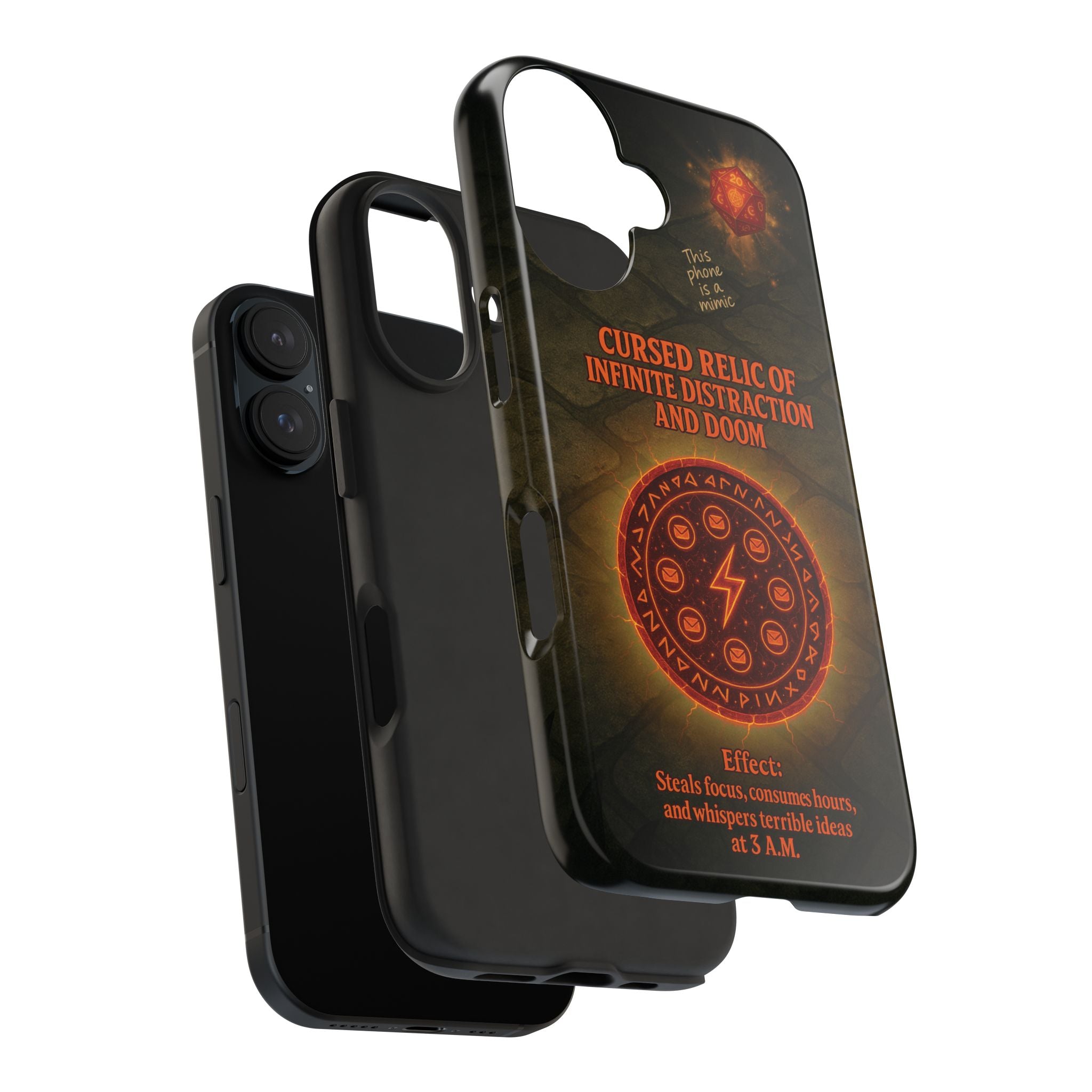 Cursed Relic Phone Case – 'Infinite Distraction & Doom' Protective RPG-Inspired Cover