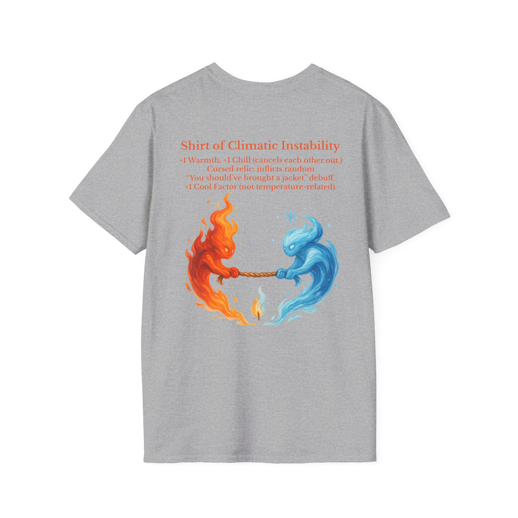 Funny RPG Shirt – ‘Shirt of Climatic Instability’ Cursed Relic Tee by Houses & Humans