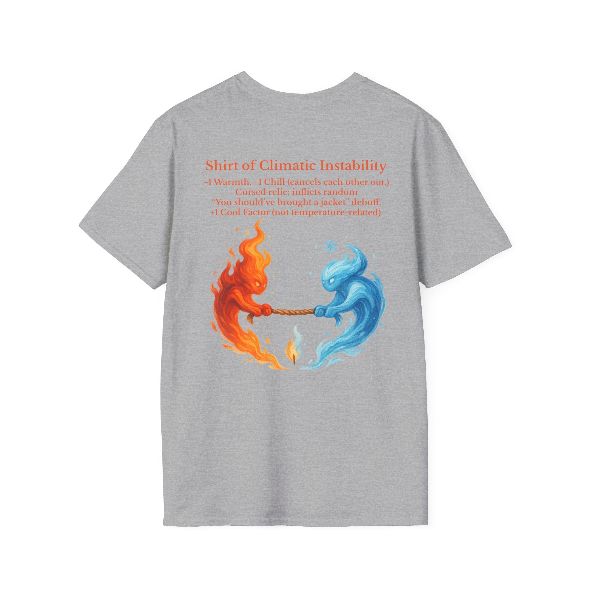 Funny RPG Shirt – ‘Shirt of Climatic Instability’ Cursed Relic Tee by Houses & Humans