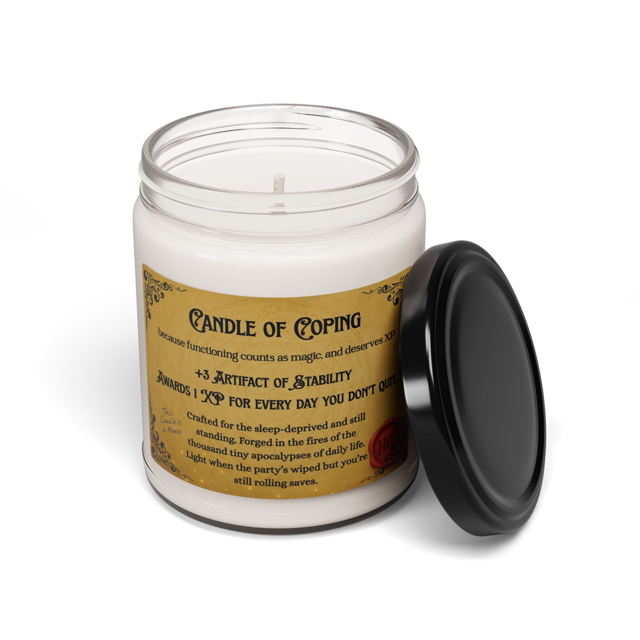 Candle of Coping – RPG-Inspired Scented Soy Candle for Relaxation & Self-Care (H&H Collection)