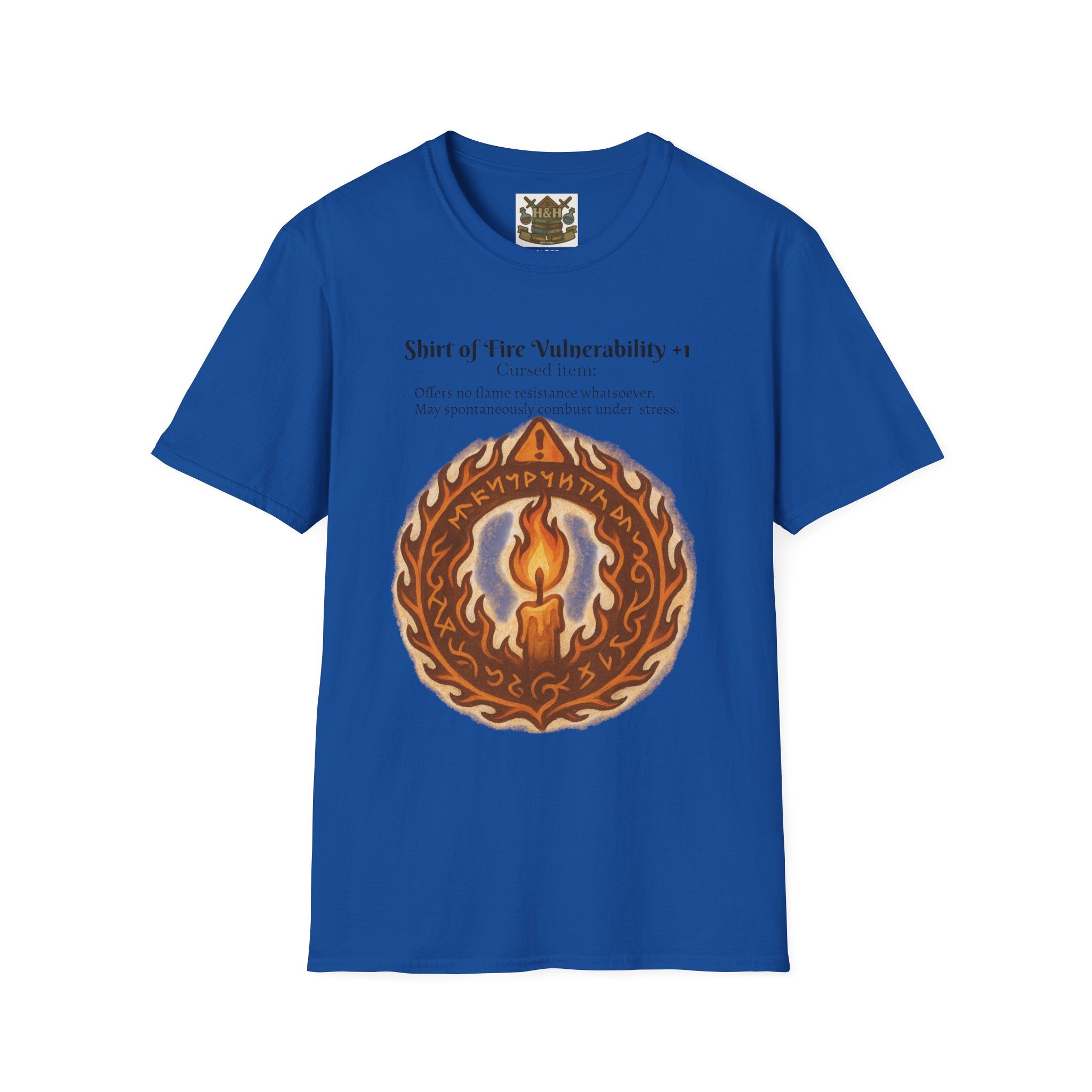 Cursed Item Shirt – ‘Shirt of Fire Vulnerability’ Fantasy Tee for RPG Gamers & Nerds