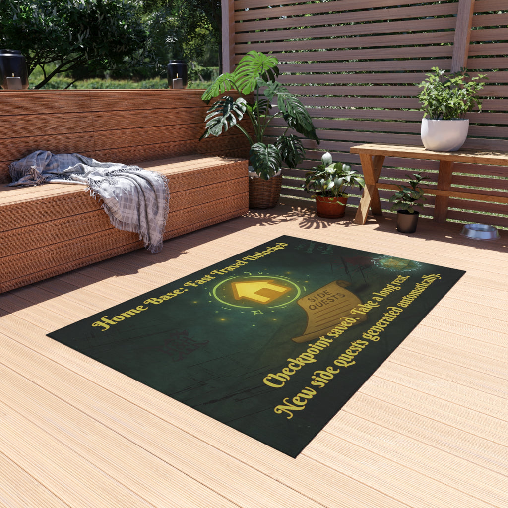 Gamer Doormat – 'Fast Travel Unlocked' Rug for RPG Home Base or Nerdy Entryways