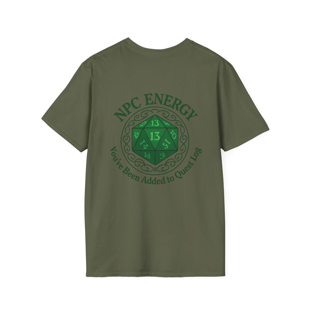 NPC Energy T-Shirt – D&D Gamer Tee: 'You've Been Added to Quest Log' (D20 Shirt)