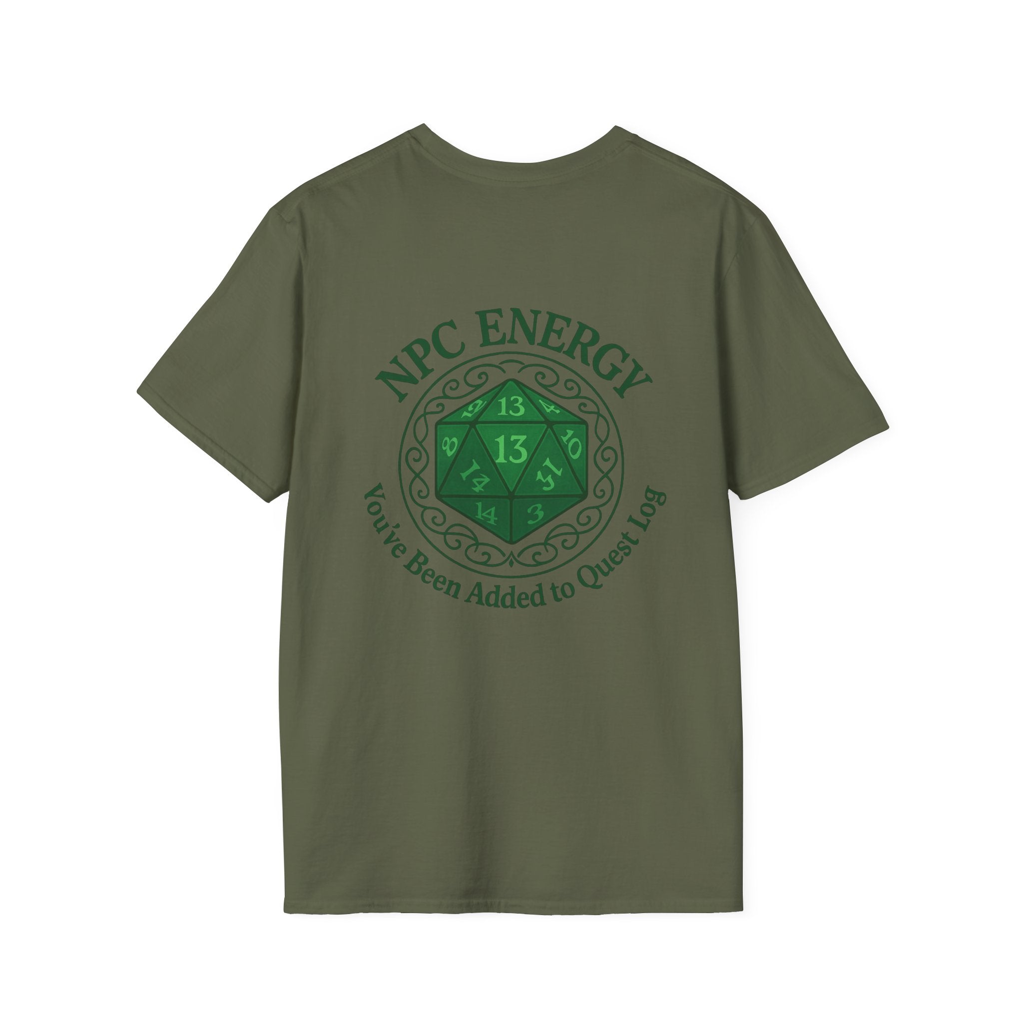 NPC Energy T-Shirt – D&D Gamer Tee: 'You've Been Added to Quest Log' (D20 Shirt)