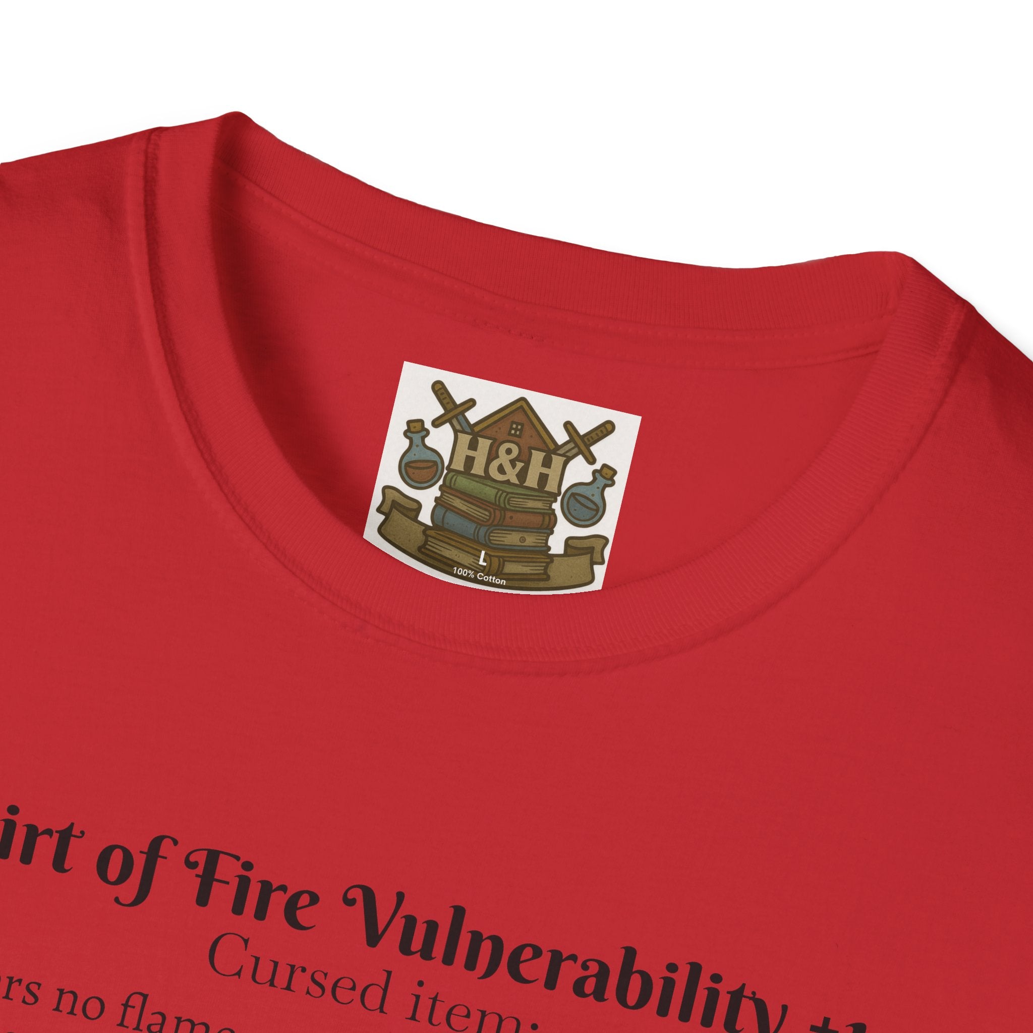 Cursed Item Shirt – ‘Shirt of Fire Vulnerability’ Fantasy Tee for RPG Gamers & Nerds