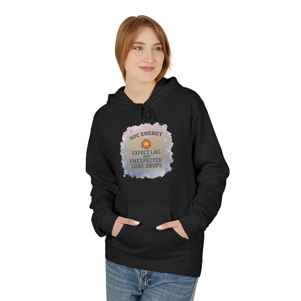 NPC Energy Hoodie – Funny Gamer Hoodie with Lore Drops & Lag Warning (RPG Style)