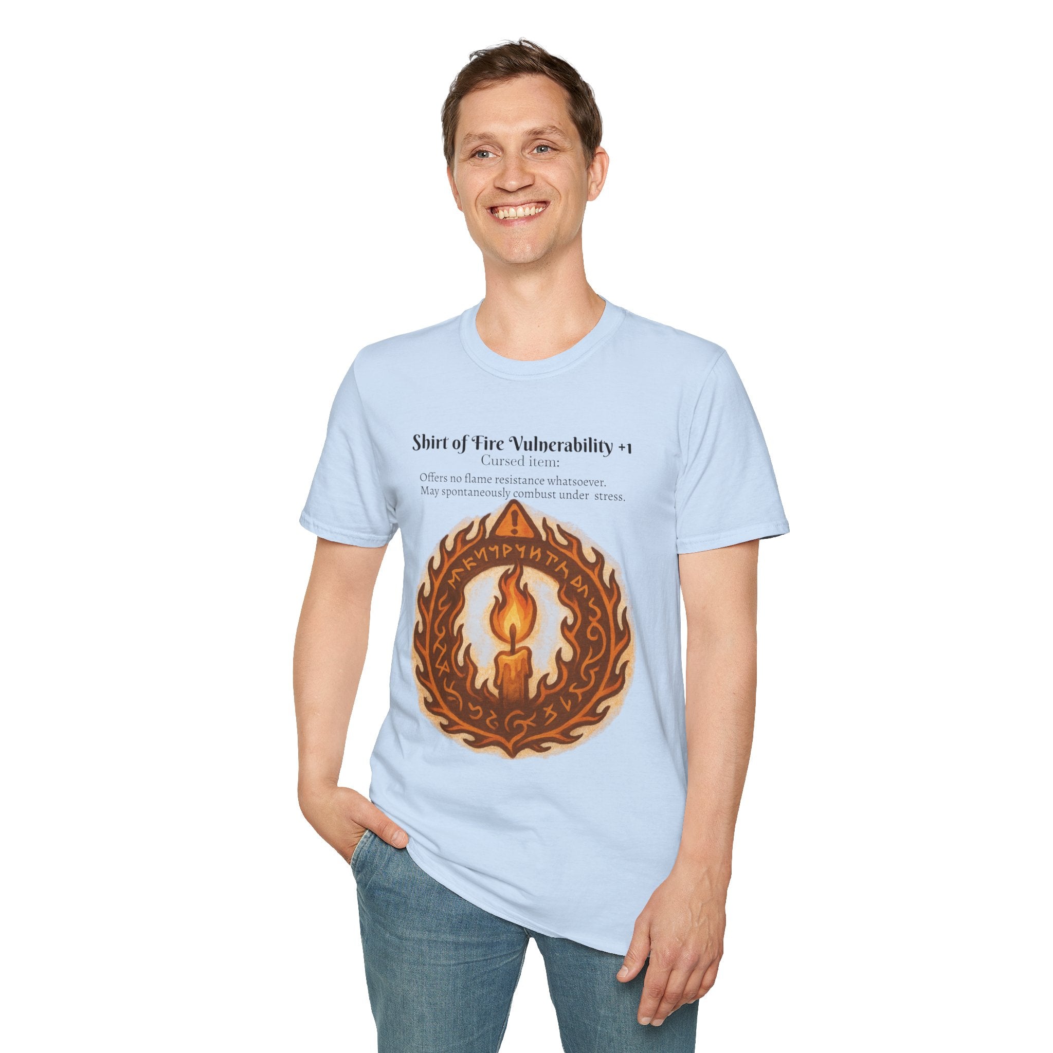 Cursed Item Shirt – ‘Shirt of Fire Vulnerability’ Fantasy Tee for RPG Gamers & Nerds
