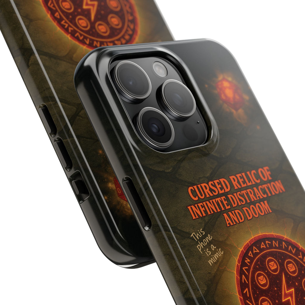 Cursed Relic Phone Case – 'Infinite Distraction & Doom' Protective RPG-Inspired Cover