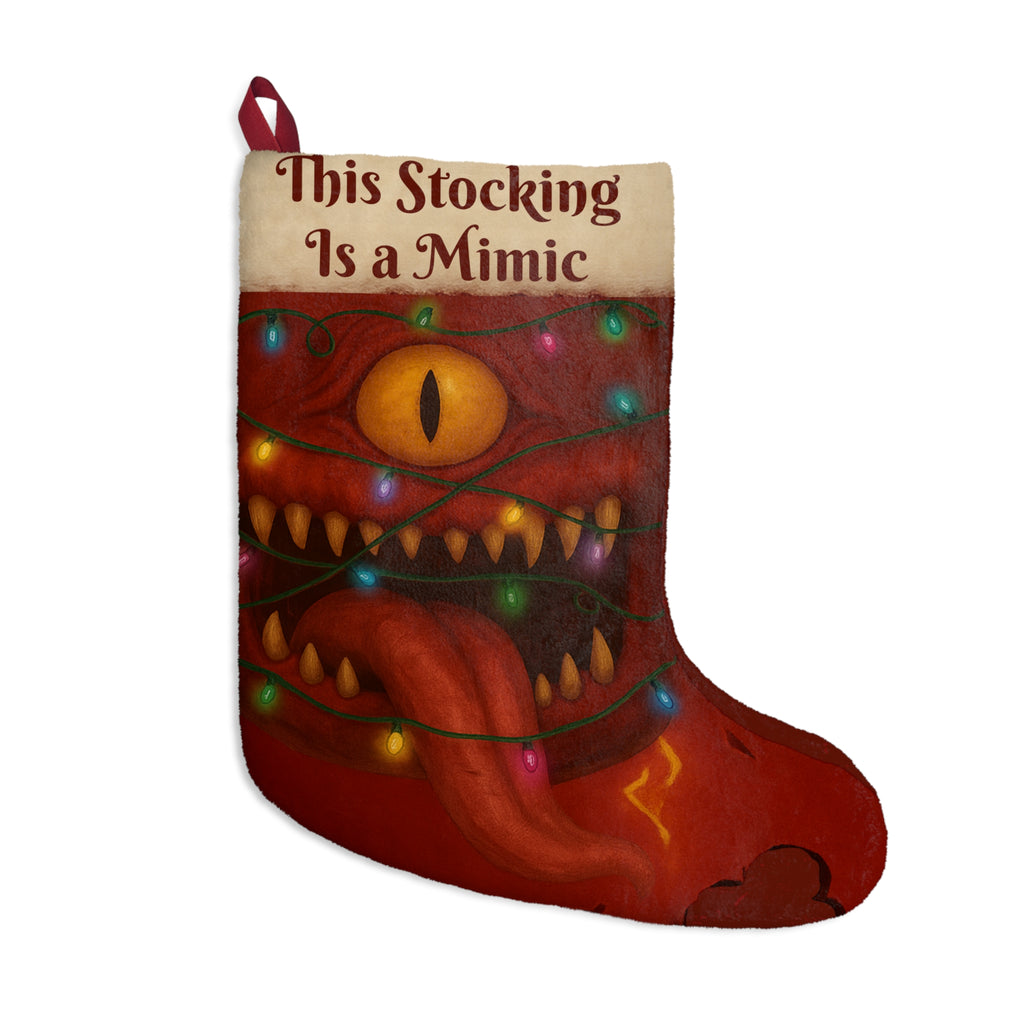 Mimic Christmas Stocking – D&D Holiday Stocking for RPG Fans & Fantasy Decor
