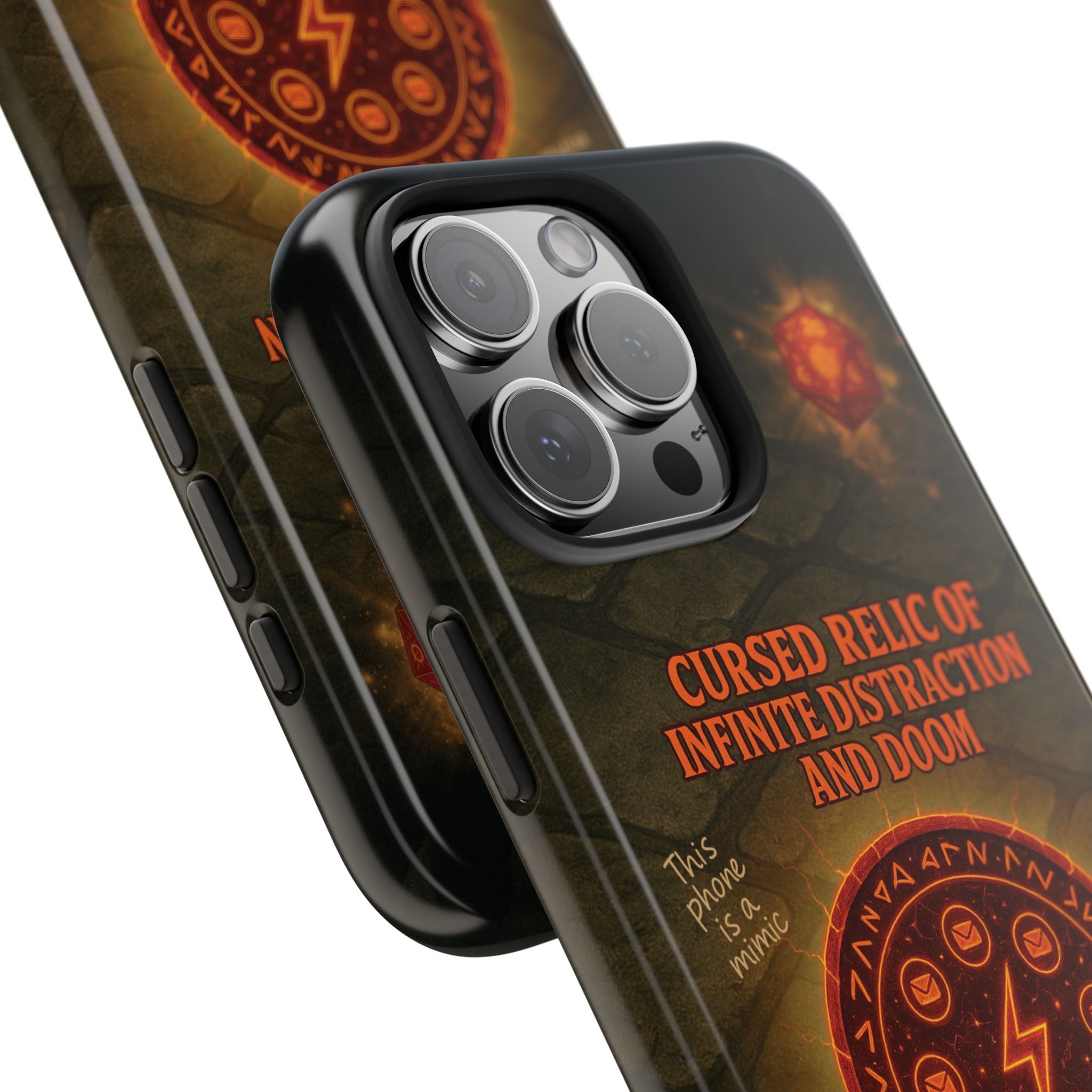 Cursed Relic Phone Case – 'Infinite Distraction & Doom' Protective RPG-Inspired Cover