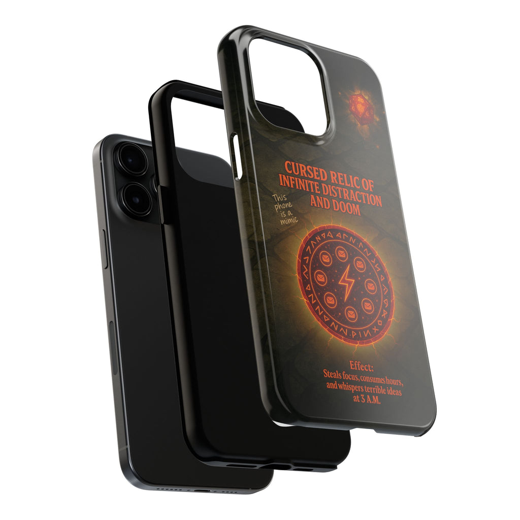 Cursed Relic Phone Case – 'Infinite Distraction & Doom' Protective RPG-Inspired Cover