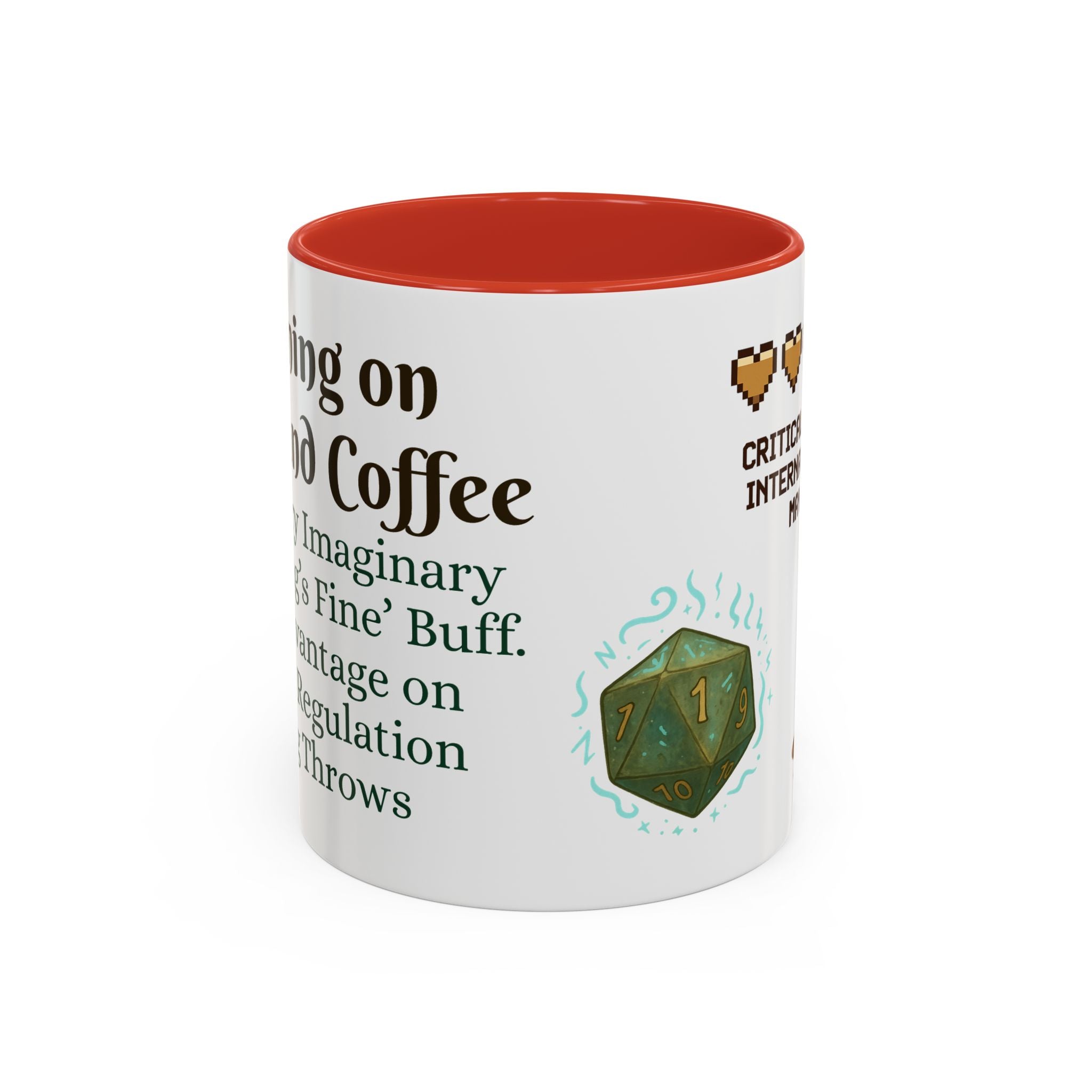 Gaming Coffee Mug – ‘Running on Vibes & Coffee’ Critical Brew Level for D&D Fans RPG