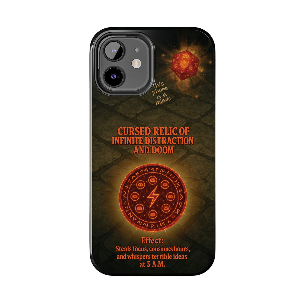 Cursed Relic Phone Case – 'Infinite Distraction & Doom' Protective RPG-Inspired Cover