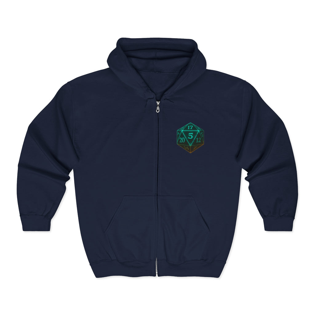 D20 Gamer Zip Hoodie — "Player Unavailable" Retro RPG Dice Design