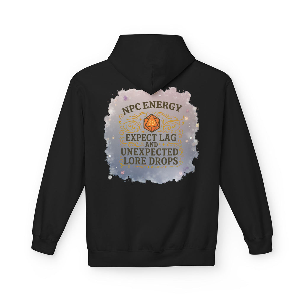 NPC Energy Hoodie – Funny Gamer Hoodie with Lore Drops & Lag Warning (RPG Style)