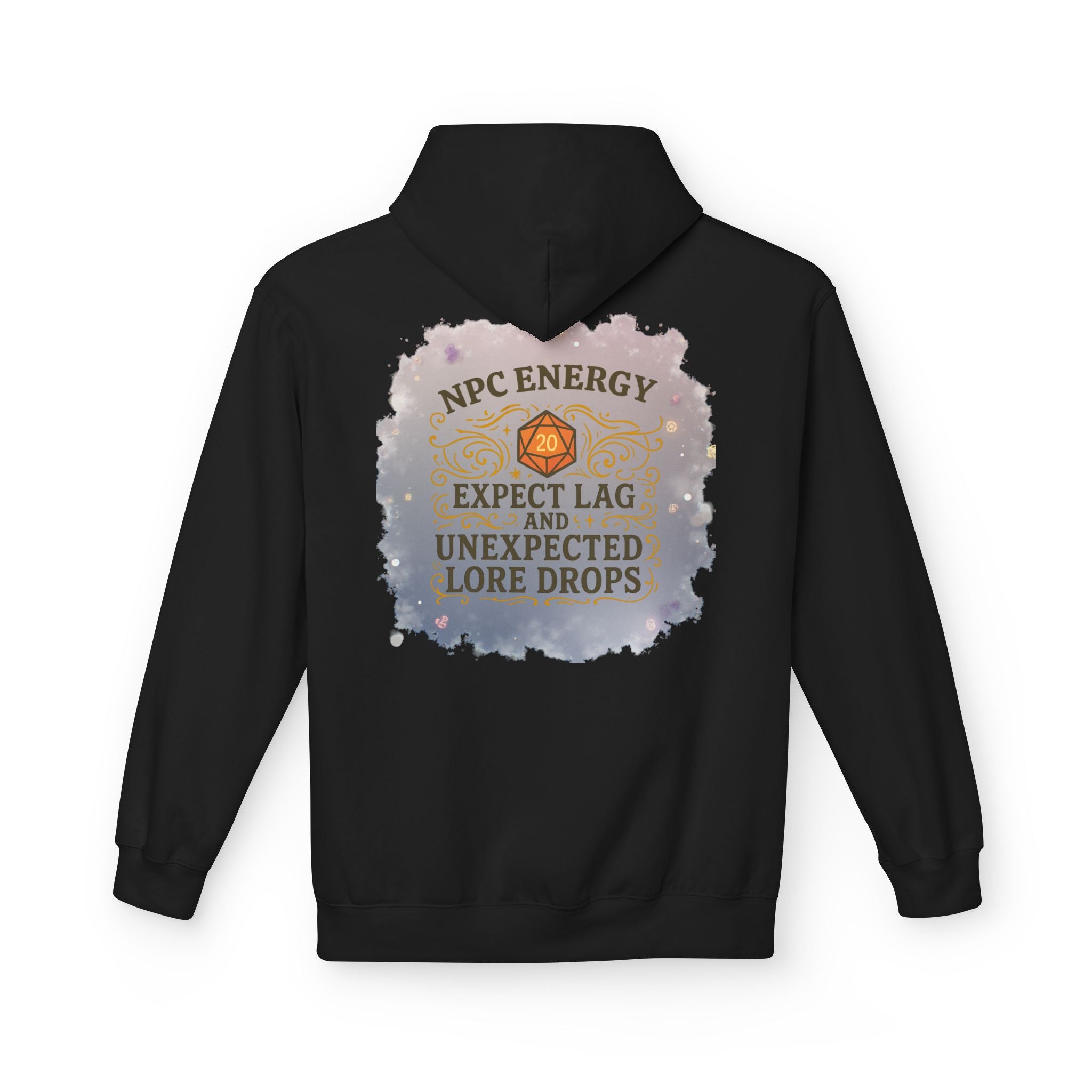 NPC Energy Hoodie – Funny Gamer Hoodie with Lore Drops & Lag Warning (RPG Style)