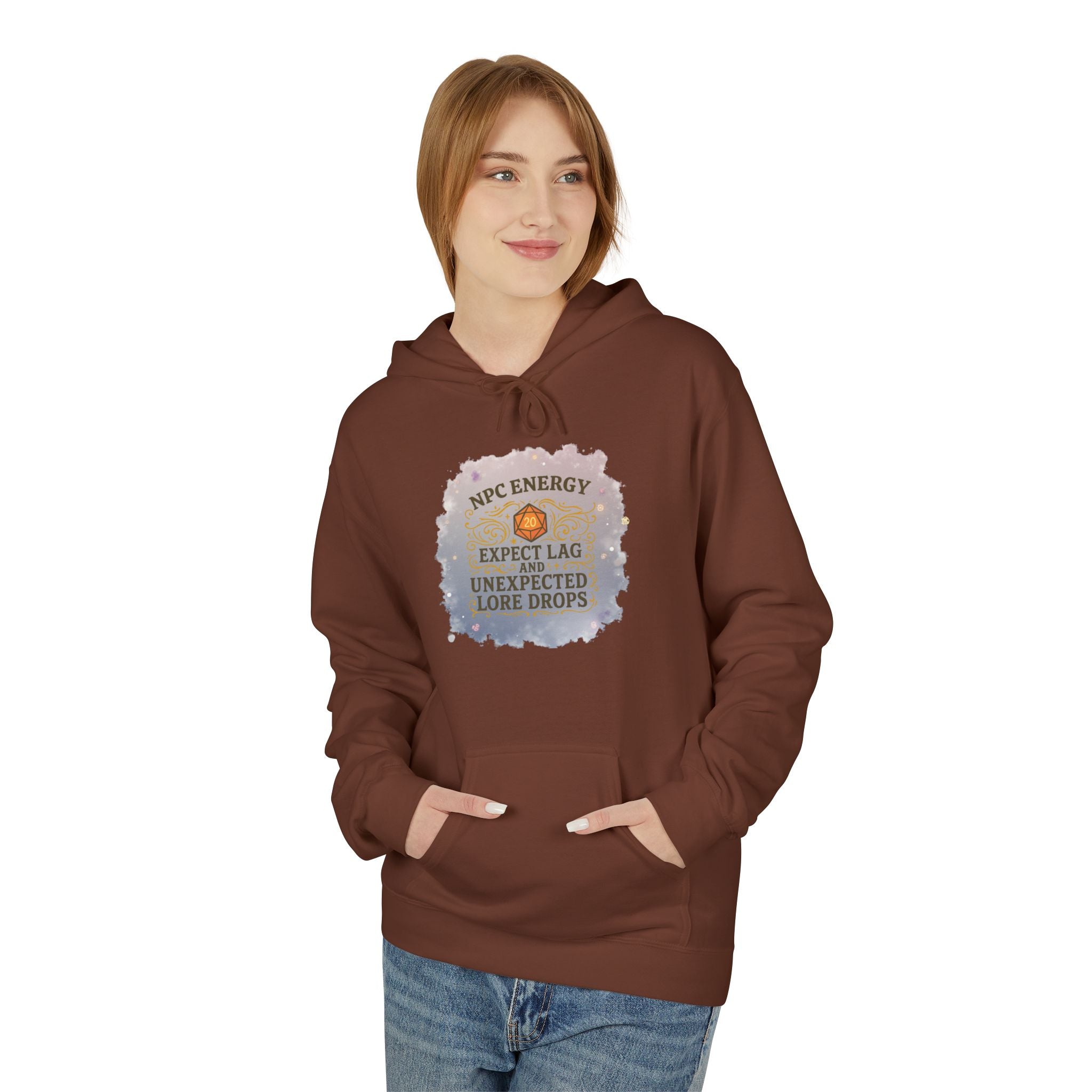 NPC Energy Hoodie – Funny Gamer Hoodie with Lore Drops & Lag Warning (RPG Style)
