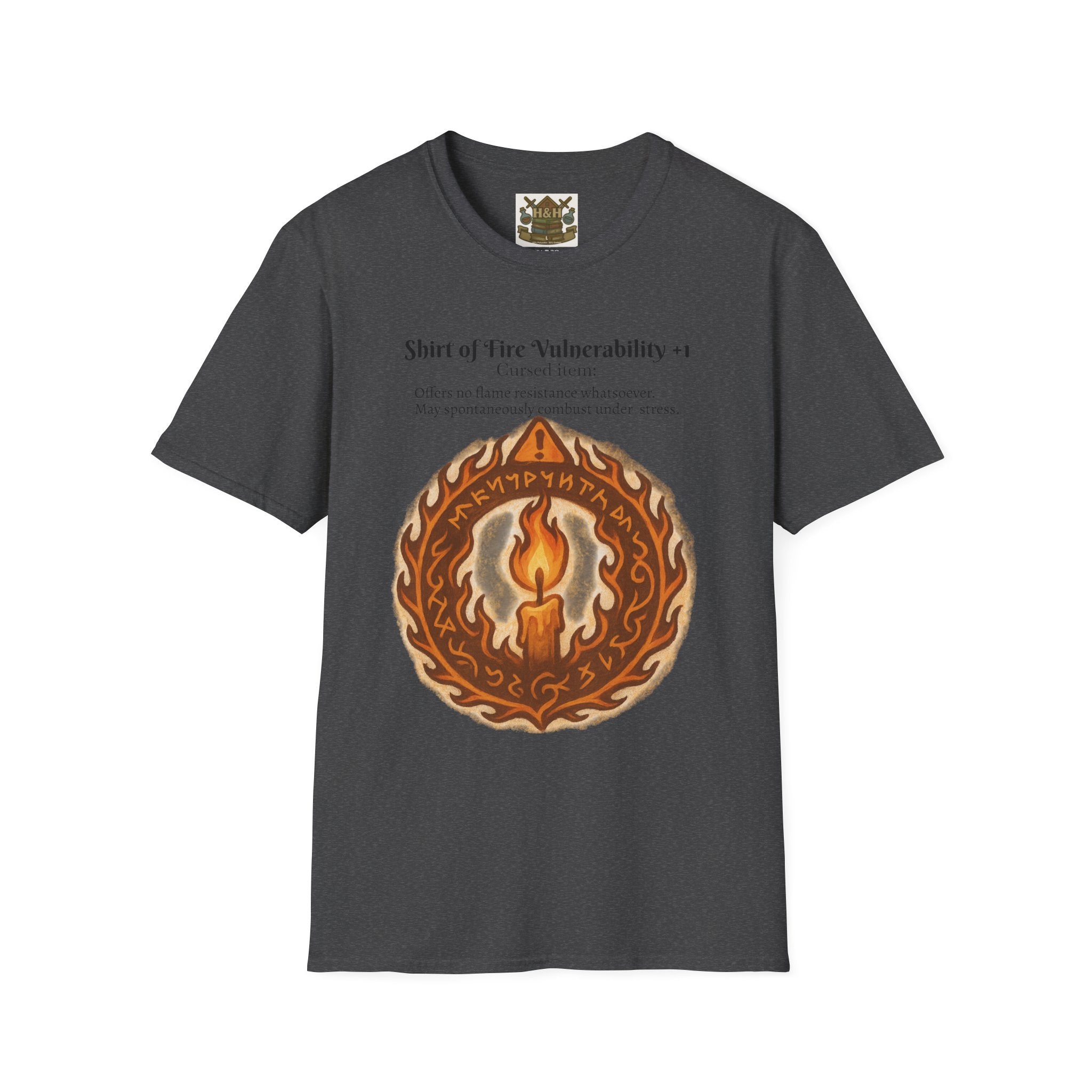Cursed Item Shirt – ‘Shirt of Fire Vulnerability’ Fantasy Tee for RPG Gamers & Nerds