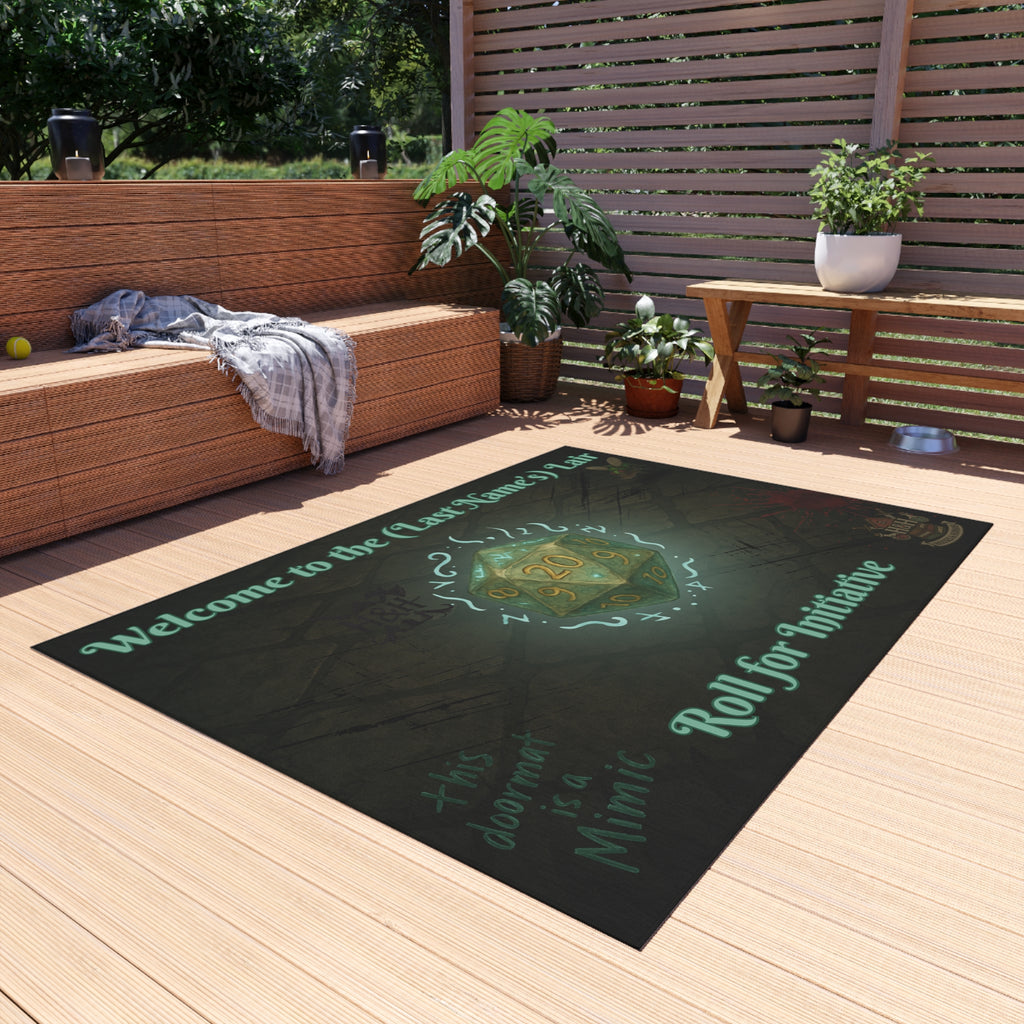 Personalized Gamer Doormat – ‘Welcome to the (Name)’s Lair’ RPG Mat with D20 Design