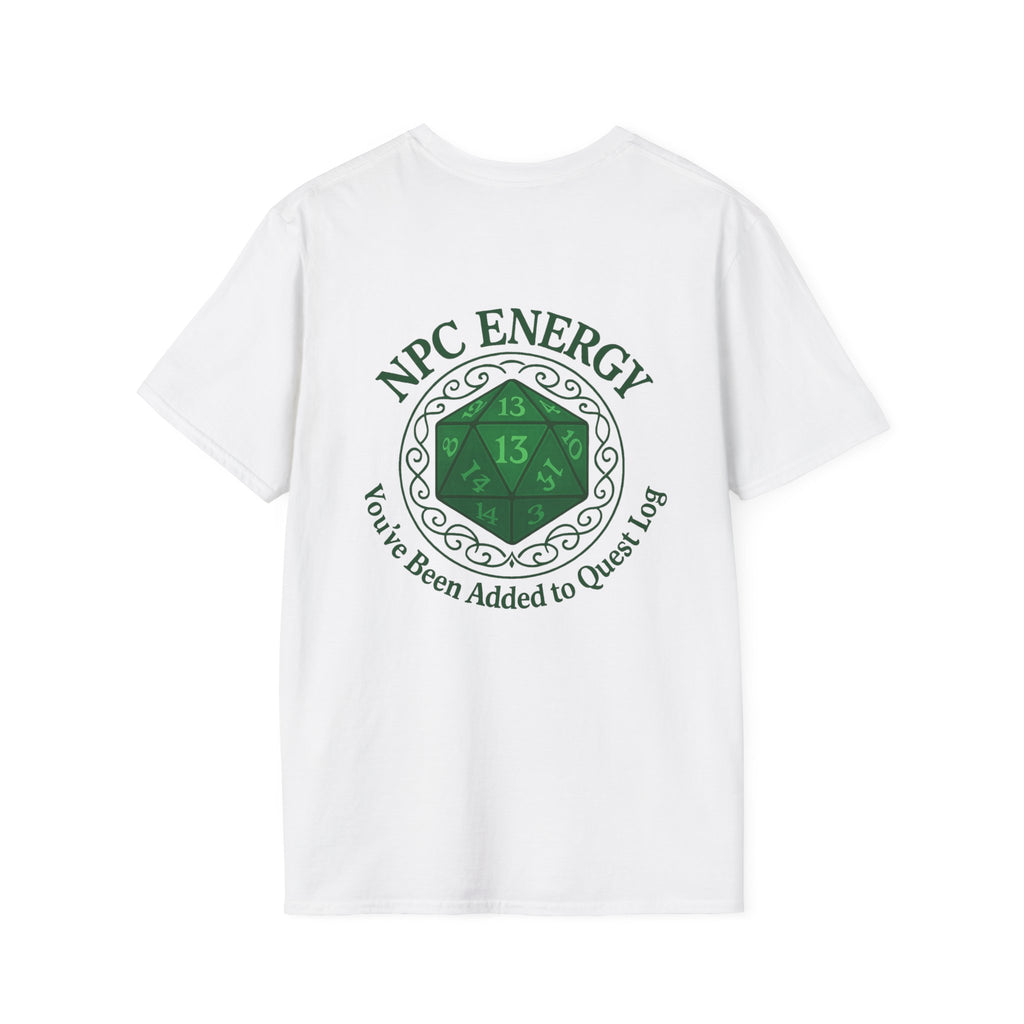 NPC Energy T-Shirt – D&D Gamer Tee: 'You've Been Added to Quest Log' (D20 Shirt)