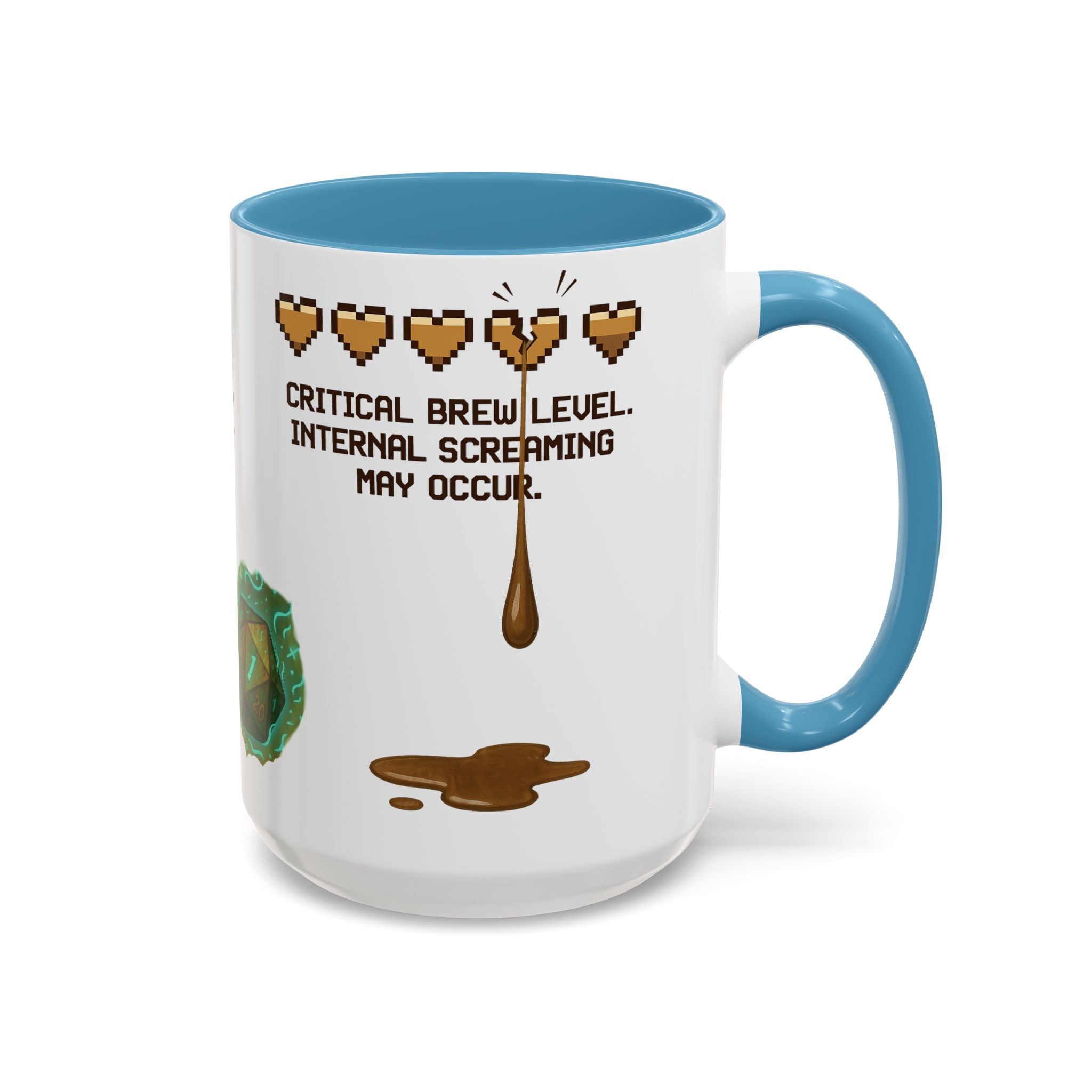 Gaming Coffee Mug – ‘Running on Vibes & Coffee’ Critical Brew Level for D&D Fans RPG