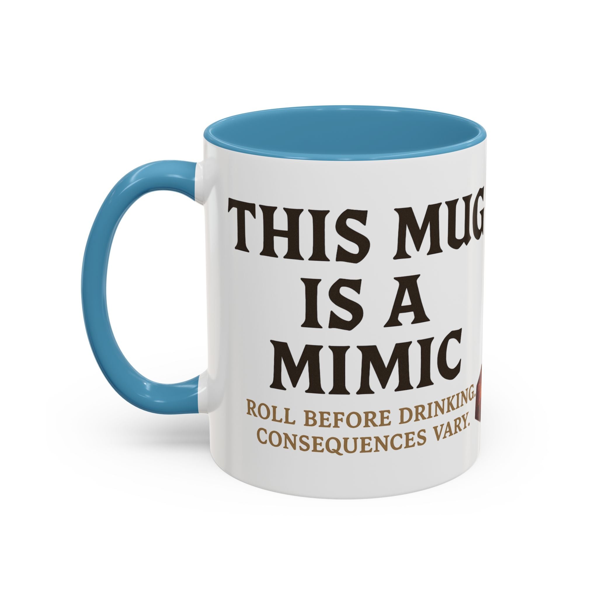 Funny RPG Mug – ‘This Mug Is a Mimic’ Coffee Cup for D&D Fans & Dungeon Crawlers