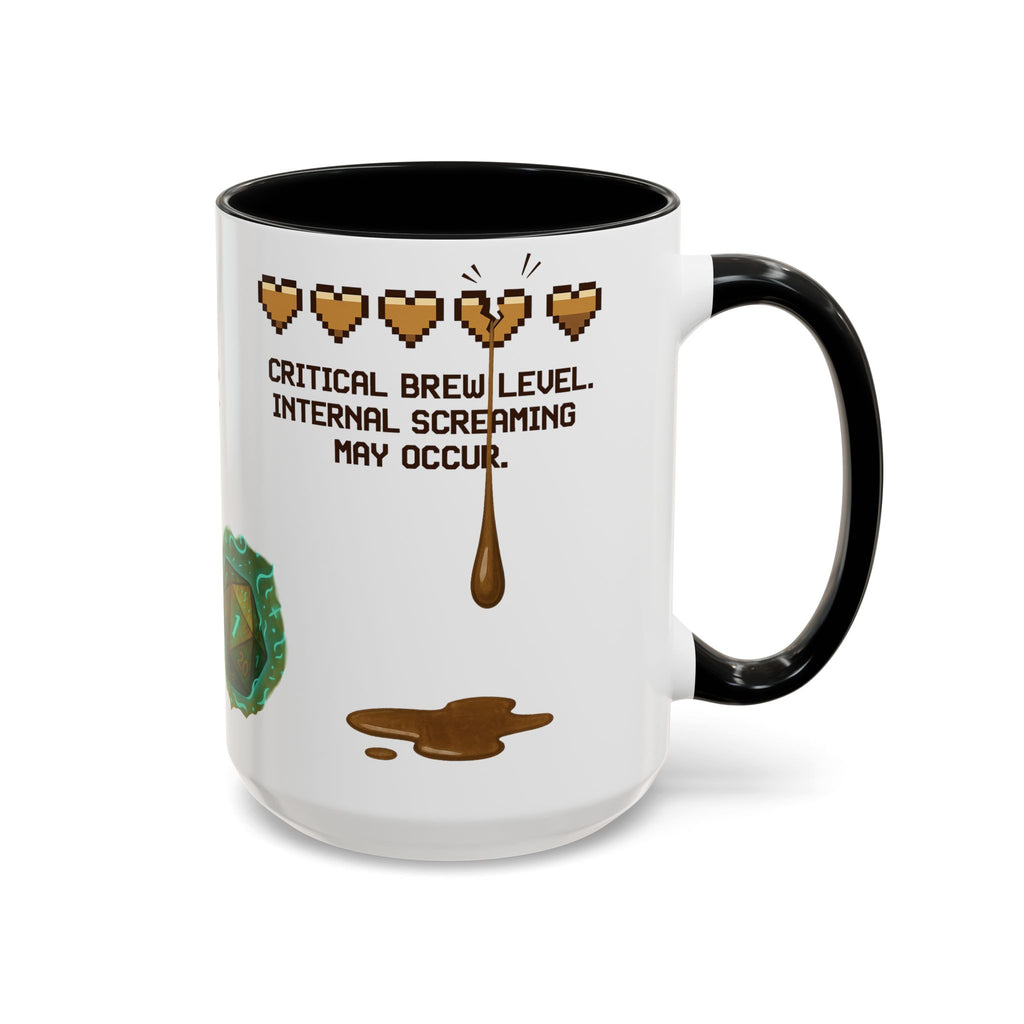 Gaming Coffee Mug – ‘Running on Vibes & Coffee’ Critical Brew Level for D&D Fans RPG
