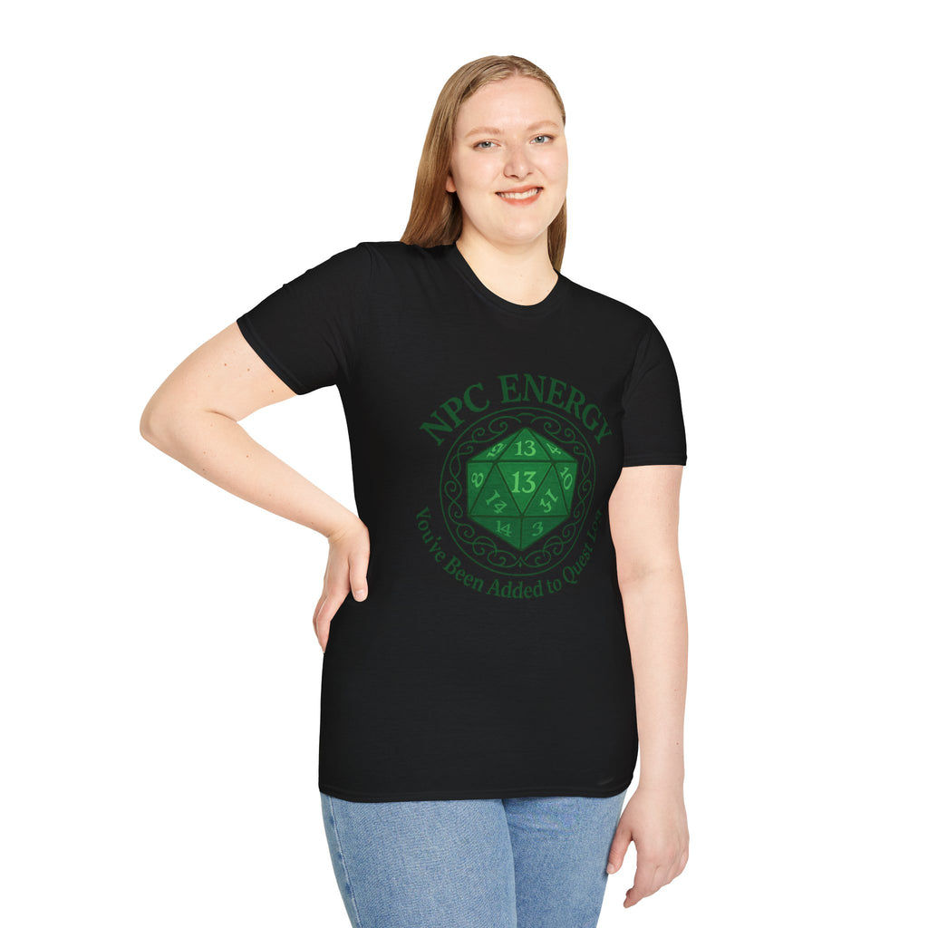 NPC Energy T-Shirt – D&D Gamer Tee: 'You've Been Added to Quest Log' (D20 Shirt)