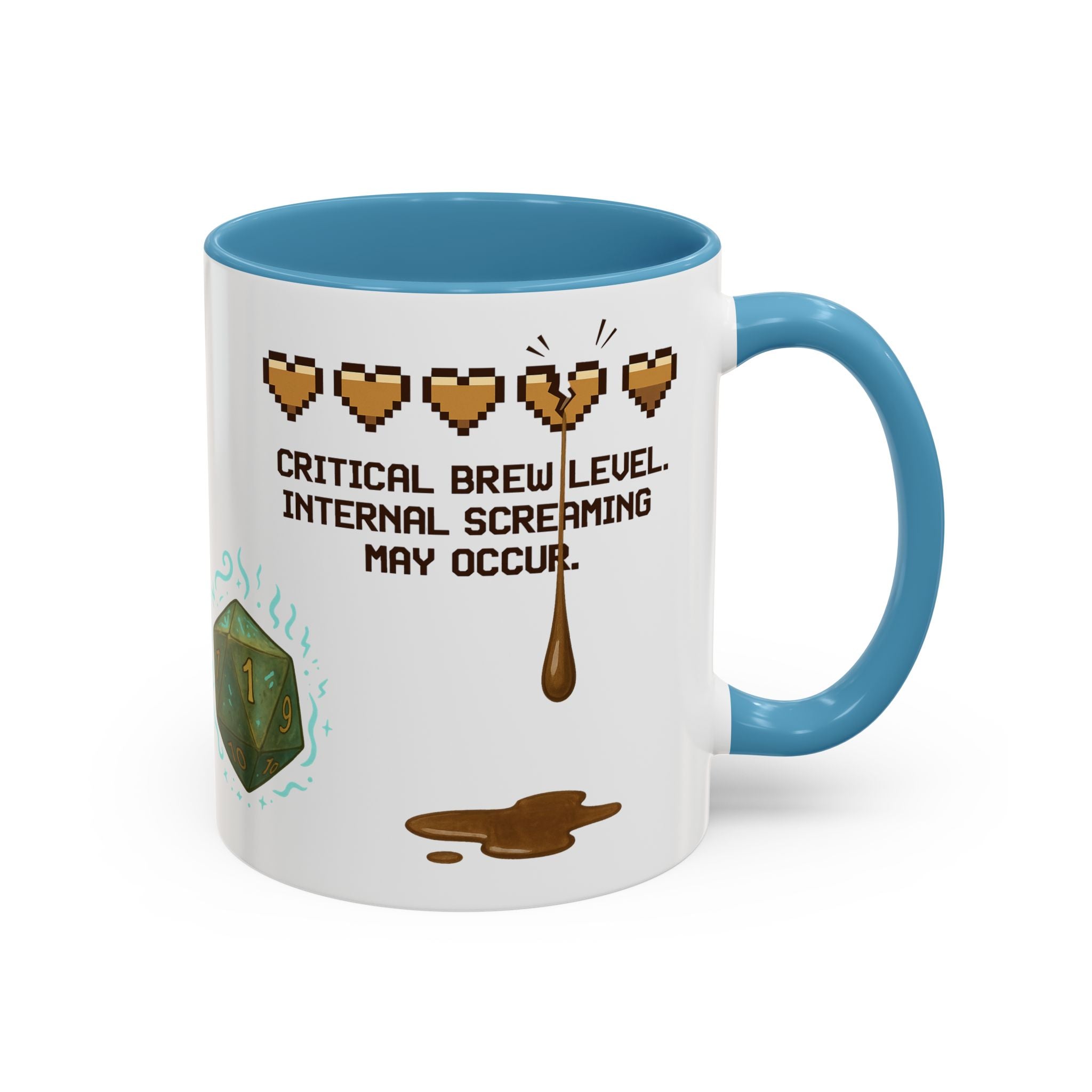 Gaming Coffee Mug – ‘Running on Vibes & Coffee’ Critical Brew Level for D&D Fans RPG