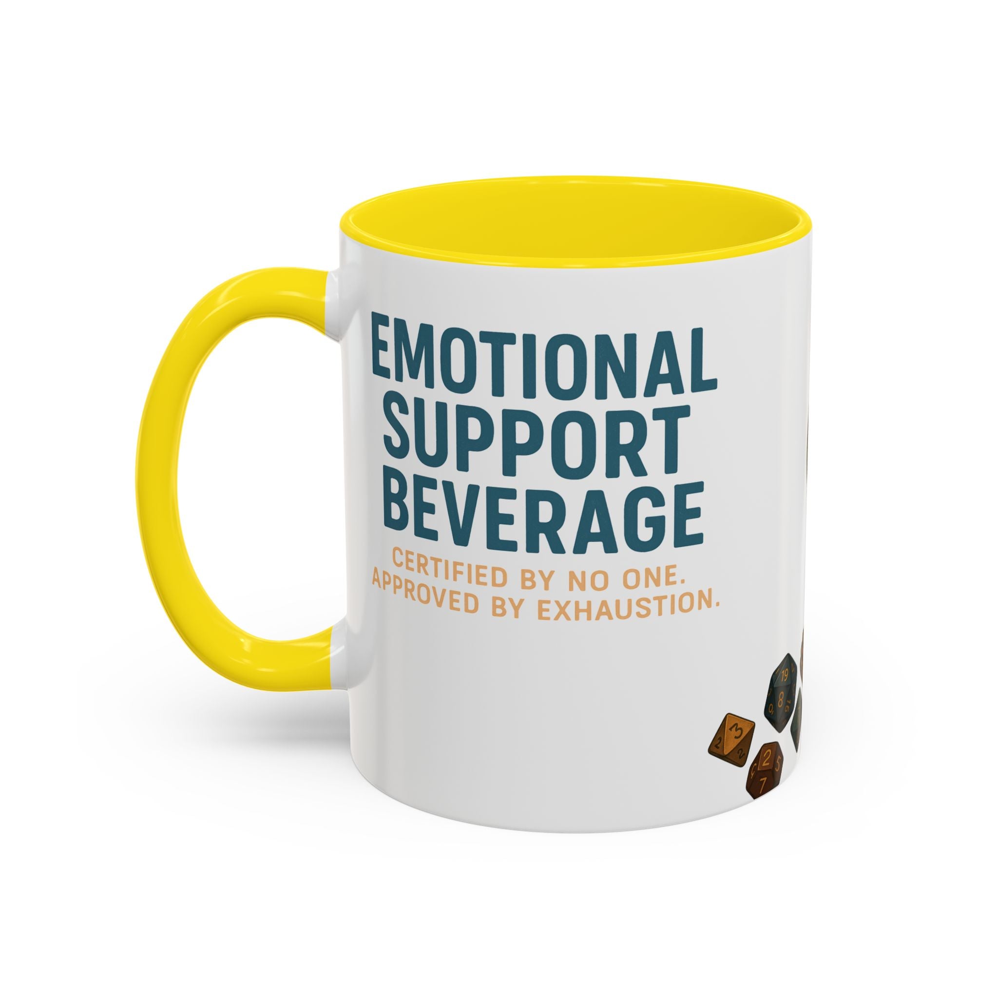 TTRPG Mug – ‘Emotional Support Beverage’ Mental Health Humor Cup for Gamers
