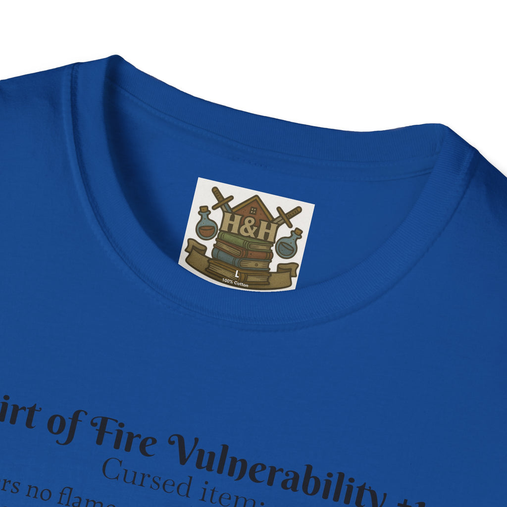 Cursed Item Shirt – ‘Shirt of Fire Vulnerability’ Fantasy Tee for RPG Gamers & Nerds