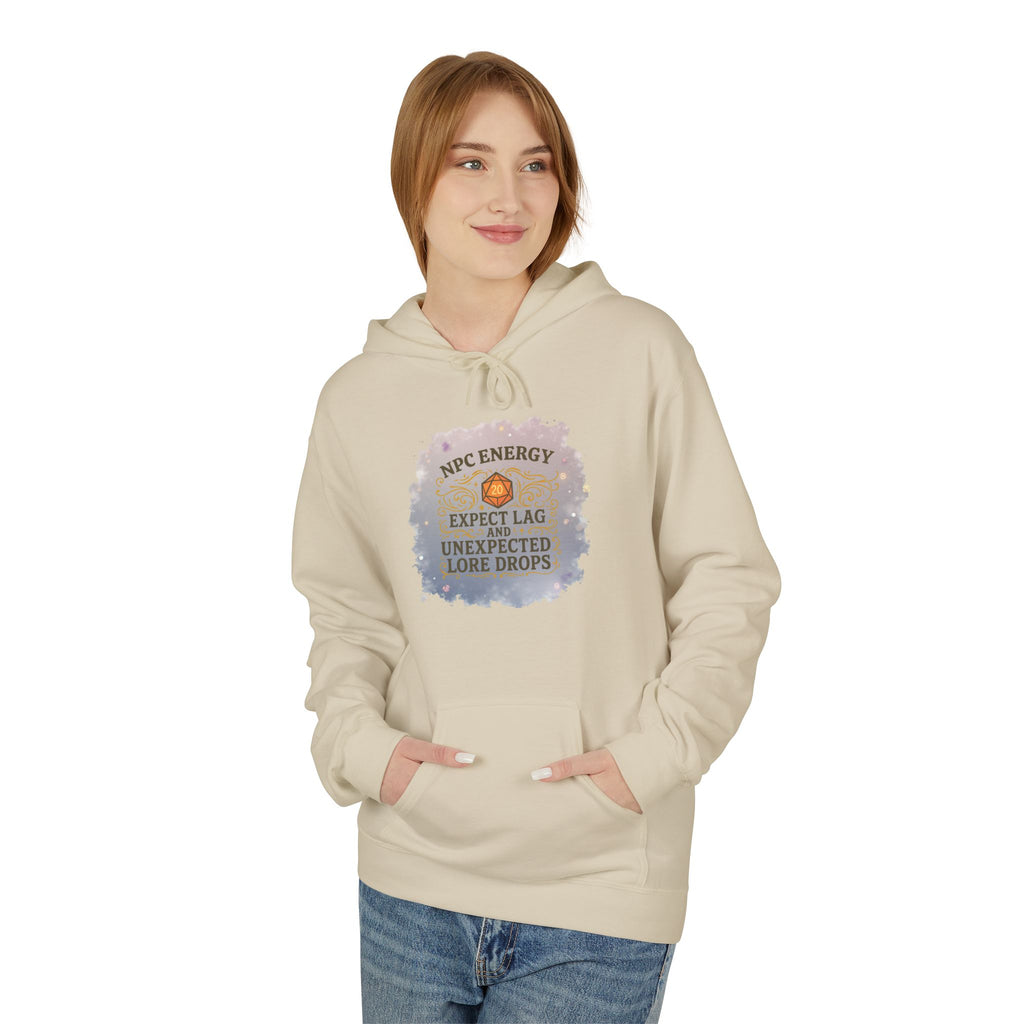NPC Energy Hoodie – Funny Gamer Hoodie with Lore Drops & Lag Warning (RPG Style)