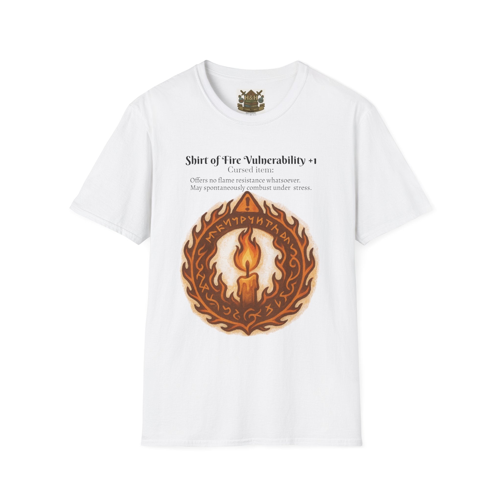 Cursed Item Shirt – ‘Shirt of Fire Vulnerability’ Fantasy Tee for RPG Gamers & Nerds
