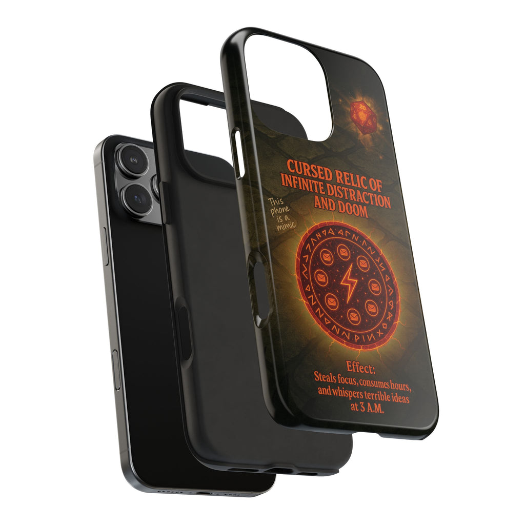 Cursed Relic Phone Case – 'Infinite Distraction & Doom' Protective RPG-Inspired Cover