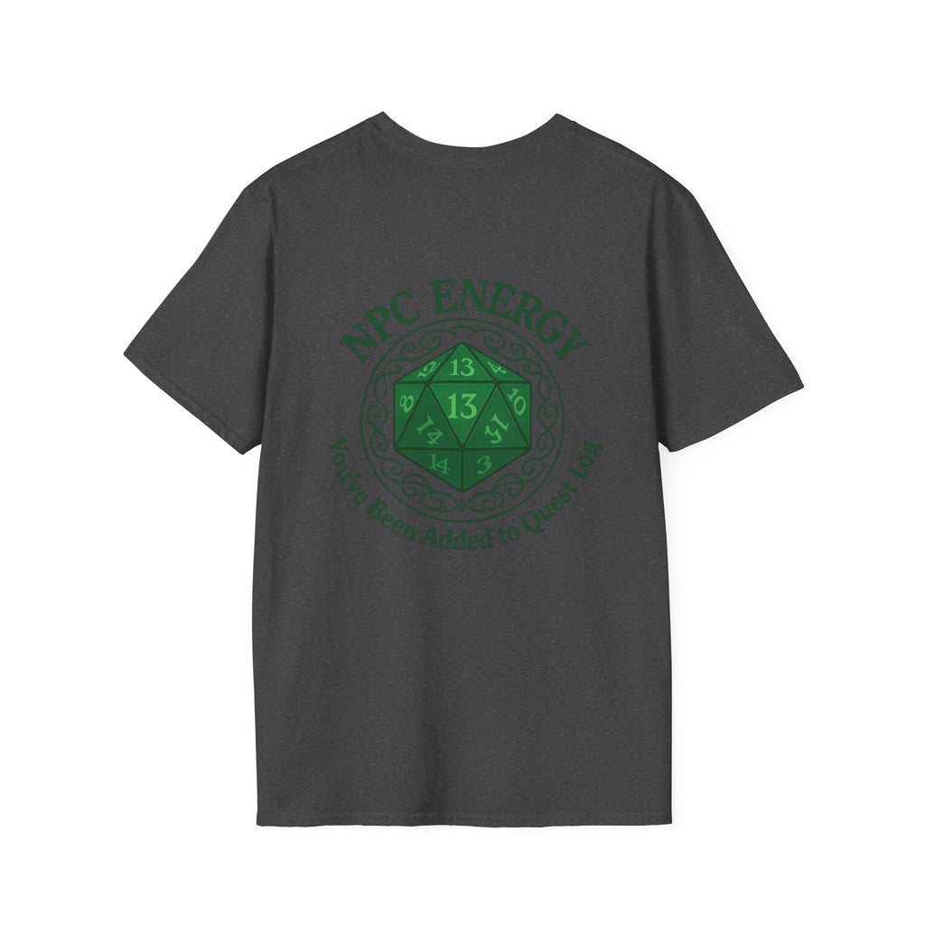 NPC Energy T-Shirt – D&D Gamer Tee: 'You've Been Added to Quest Log' (D20 Shirt)