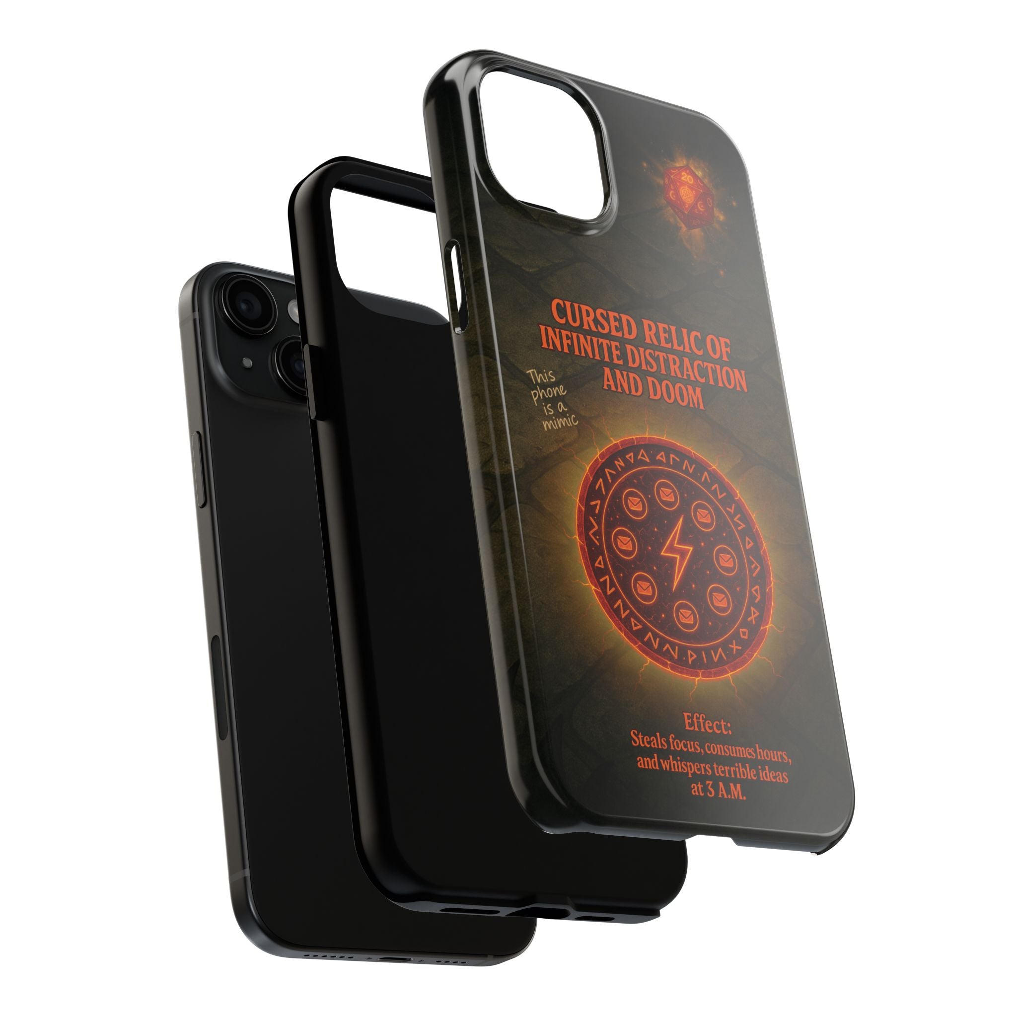 Cursed Relic Phone Case – 'Infinite Distraction & Doom' Protective RPG-Inspired Cover