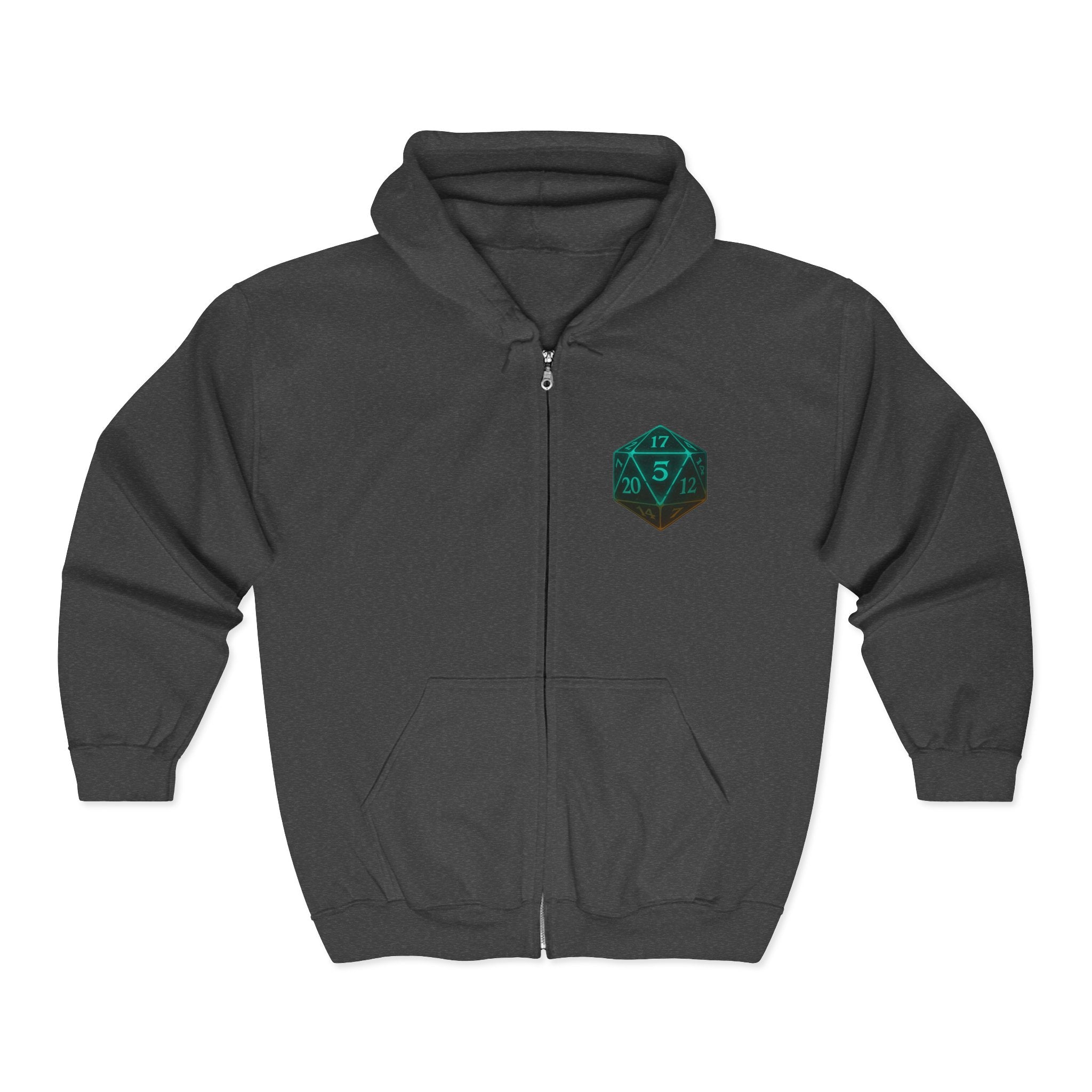 D20 Gamer Zip Hoodie — "Player Unavailable" Retro RPG Dice Design
