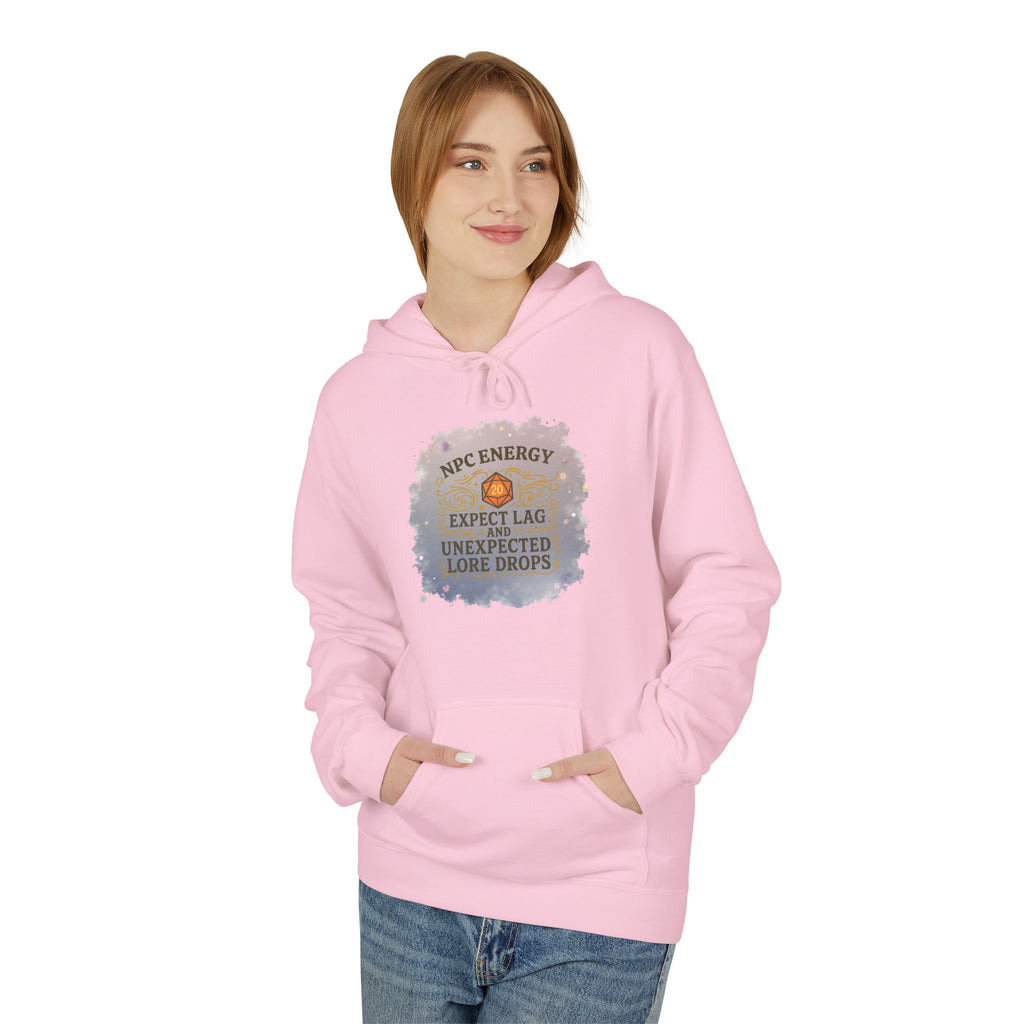 NPC Energy Hoodie – Funny Gamer Hoodie with Lore Drops & Lag Warning (RPG Style)