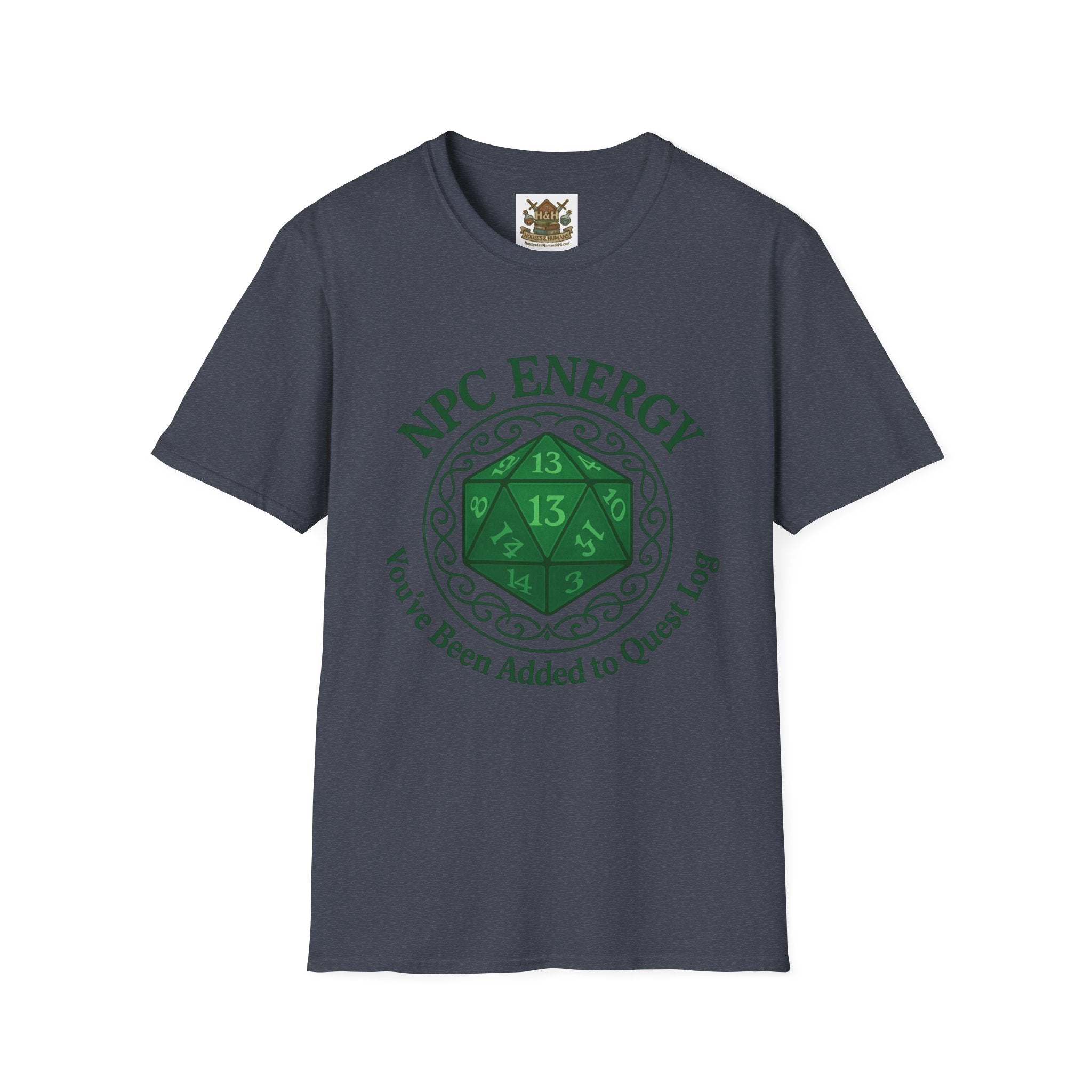 NPC Energy T-Shirt – D&D Gamer Tee: 'You've Been Added to Quest Log' (D20 Shirt)