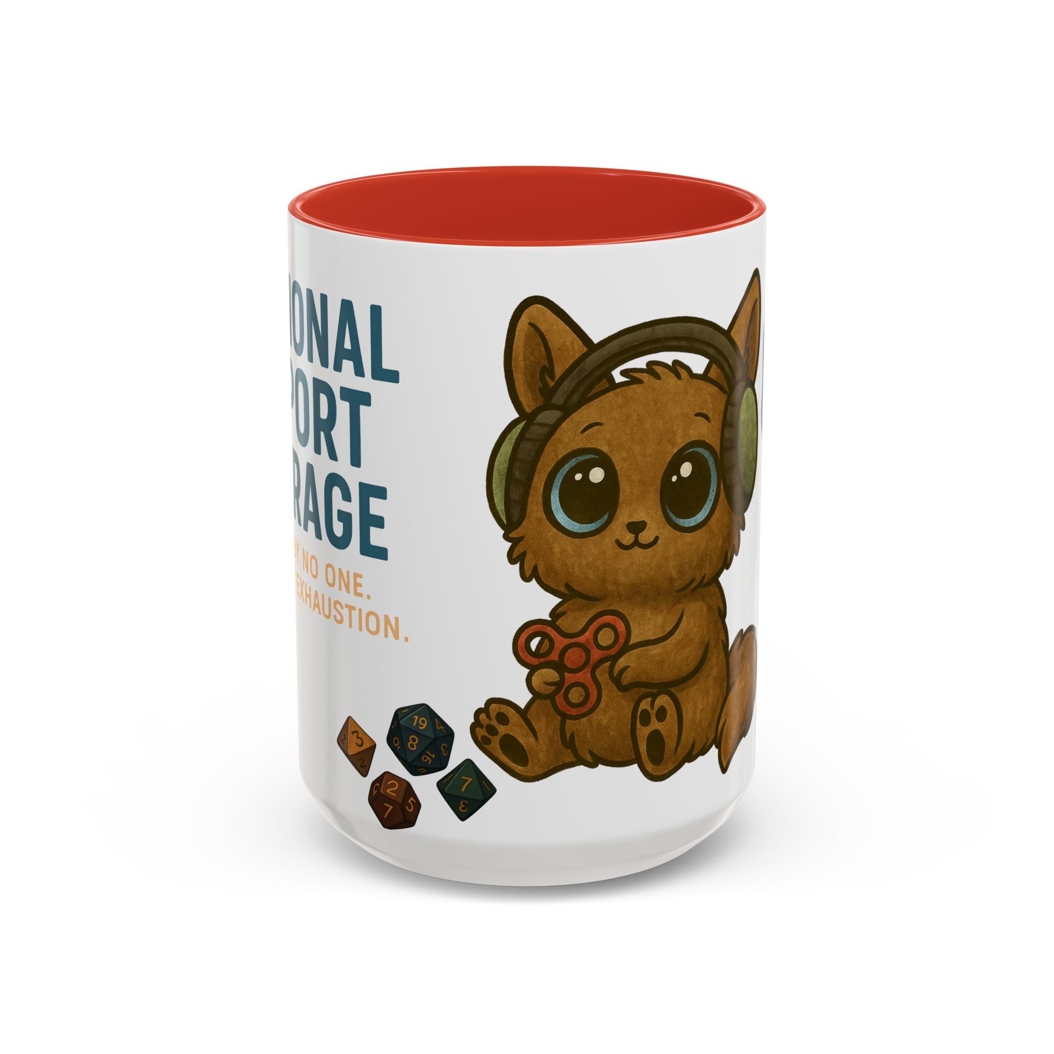 TTRPG Mug – ‘Emotional Support Beverage’ Mental Health Humor Cup for Gamers