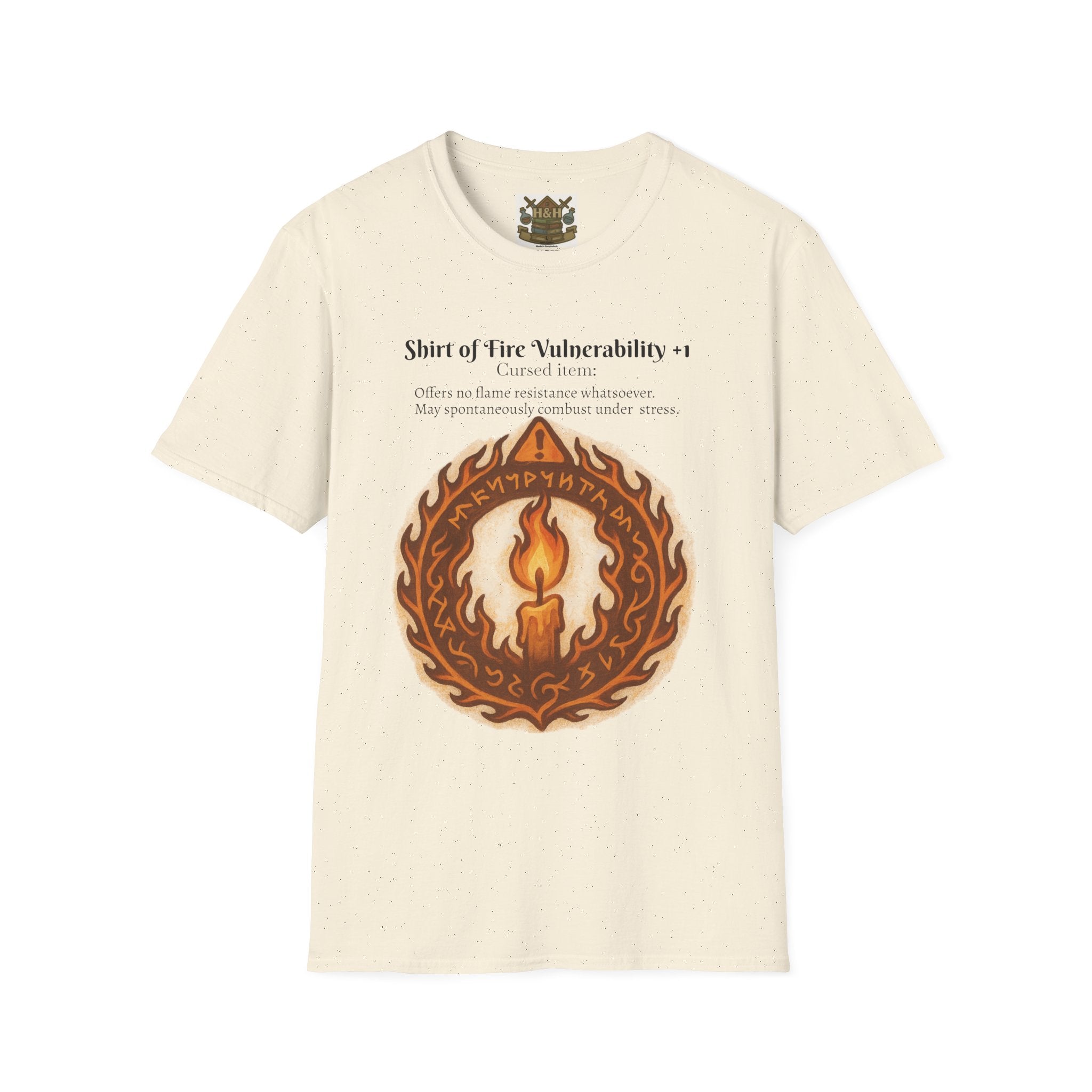 Cursed Item Shirt – ‘Shirt of Fire Vulnerability’ Fantasy Tee for RPG Gamers & Nerds