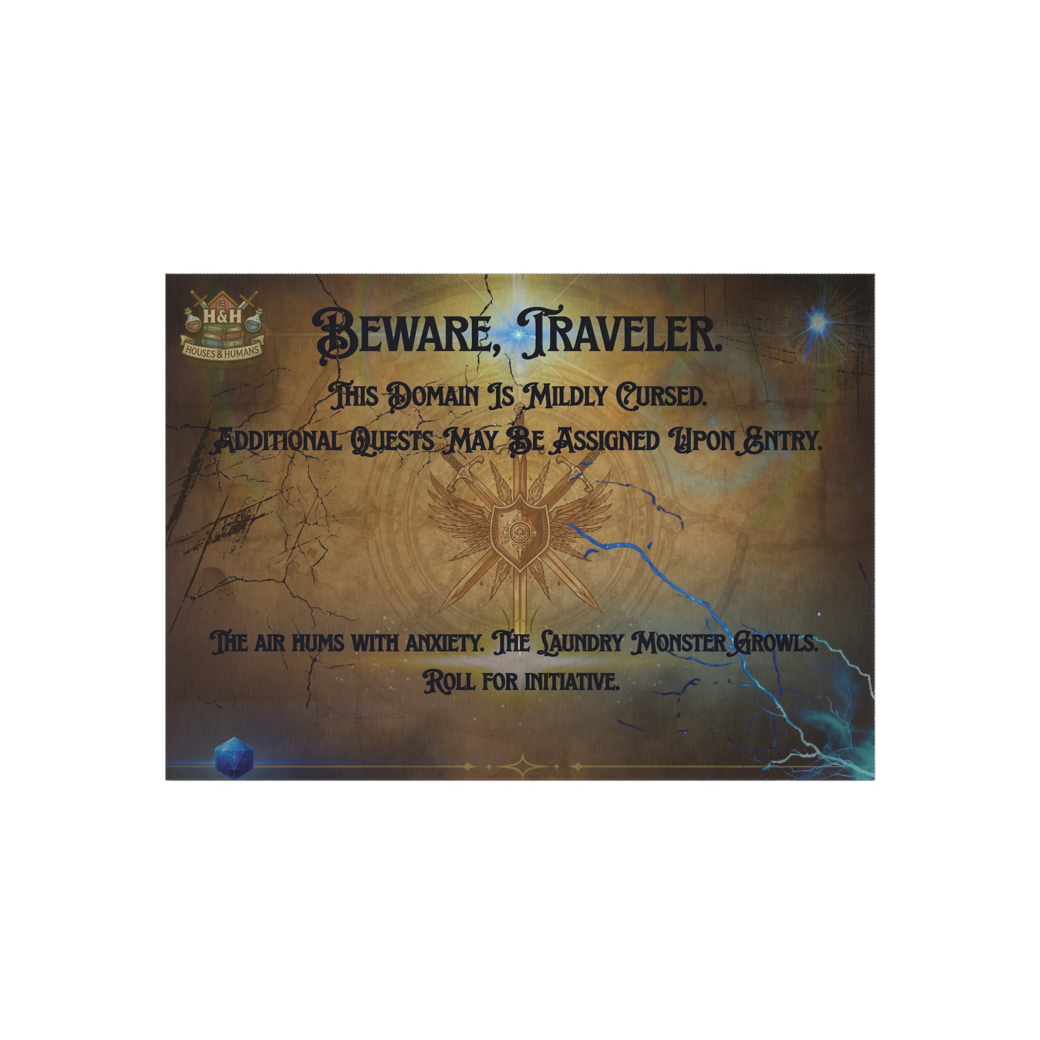 Beware, Traveler Doormat – Fantasy Rug for Gamers, Nerds & RPG Fans