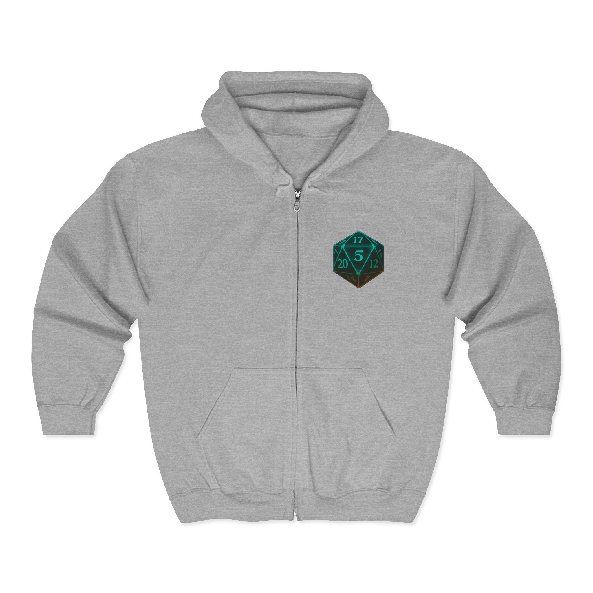 D20 Gamer Zip Hoodie — "Player Unavailable" Retro RPG Dice Design