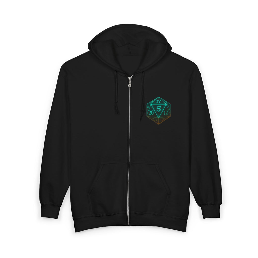D20 Gamer Zip Hoodie — "Player Unavailable" Retro RPG Dice Design